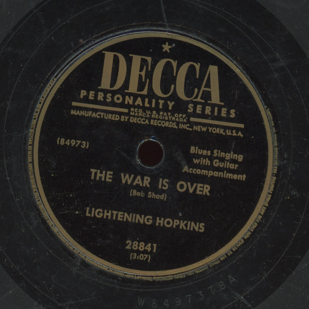 Blues 78 - Lightening Hopkins - The War Is Over / Policy Game on Decca