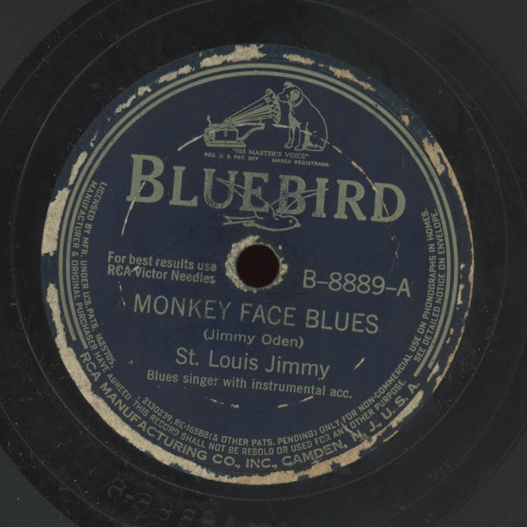 Pre-War Blues 78 - St. Louis Jimmy Oden - Monkey Face Blues / Going Down Slow on Bluebird