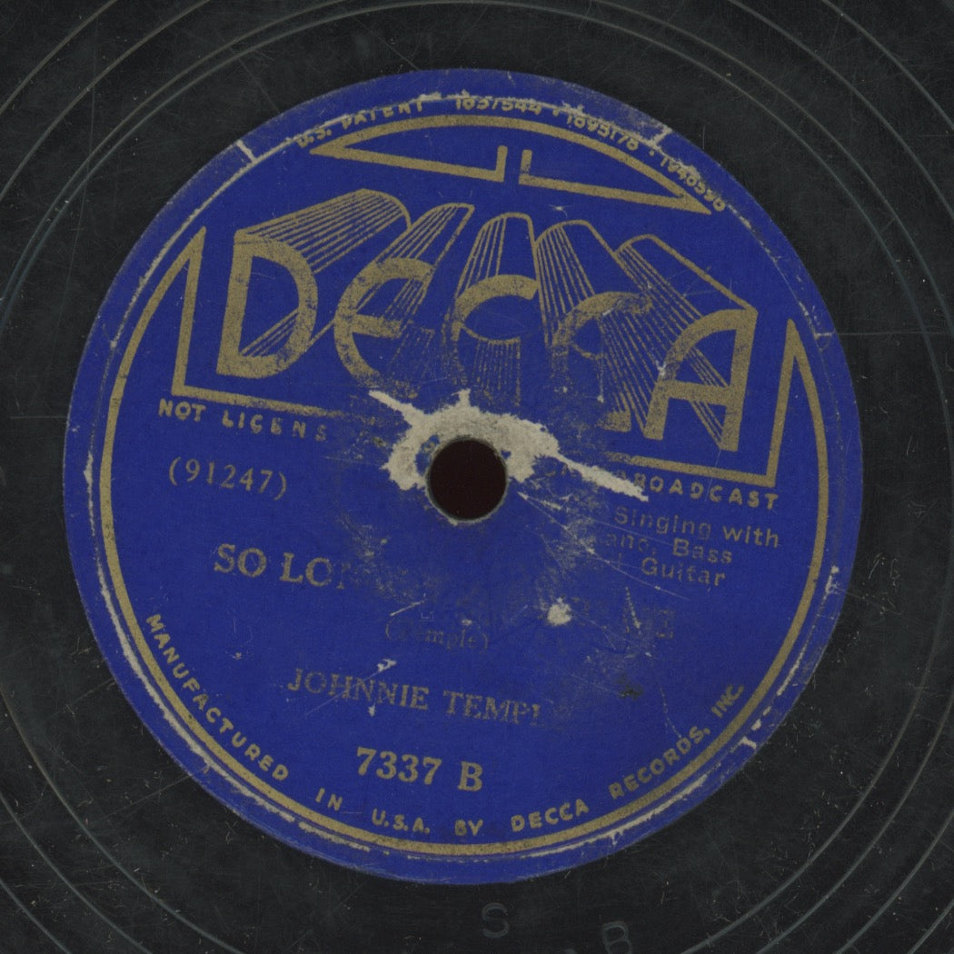 Pre-War Blues 78 - Johnny Temple - So Lonely And Blue / New Louise, Louise Blues on Decca