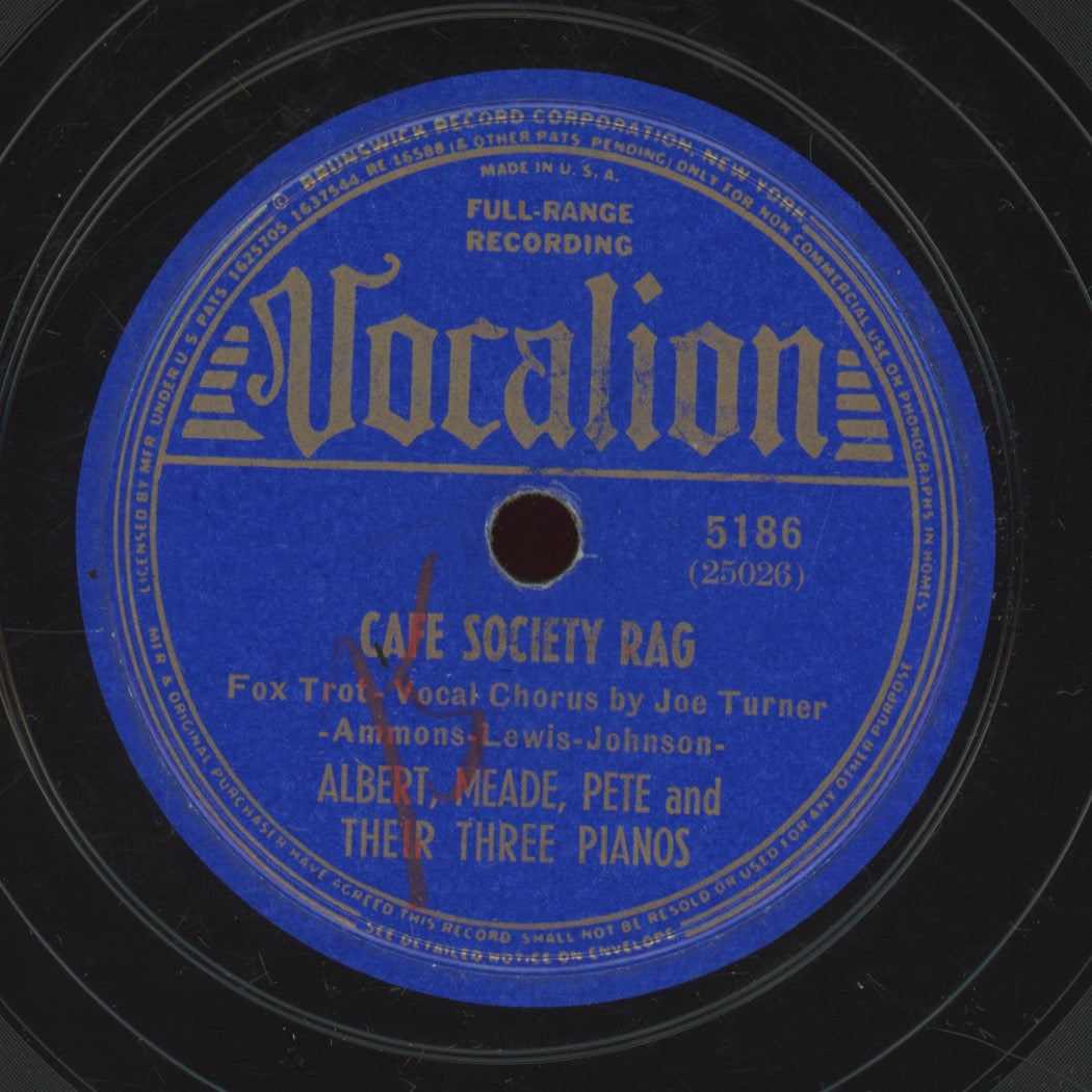 Blues 78 - Pete Johnson & His Boogie Woogie Boys - Lovin' Mama Blues / Cafe Society Rag on Vocalion