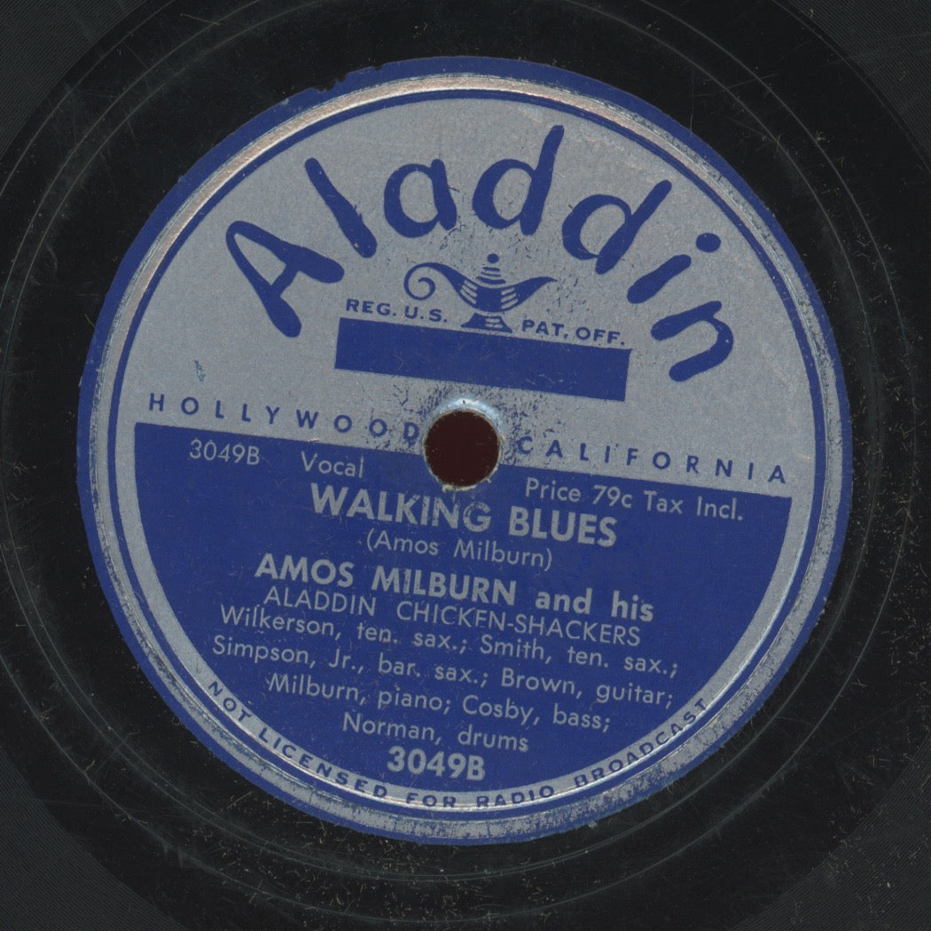 Blues 78 - Amos Milburn And His Aladdin Chickenshackers - Johnson Rag / Walking Blues on Aladdin