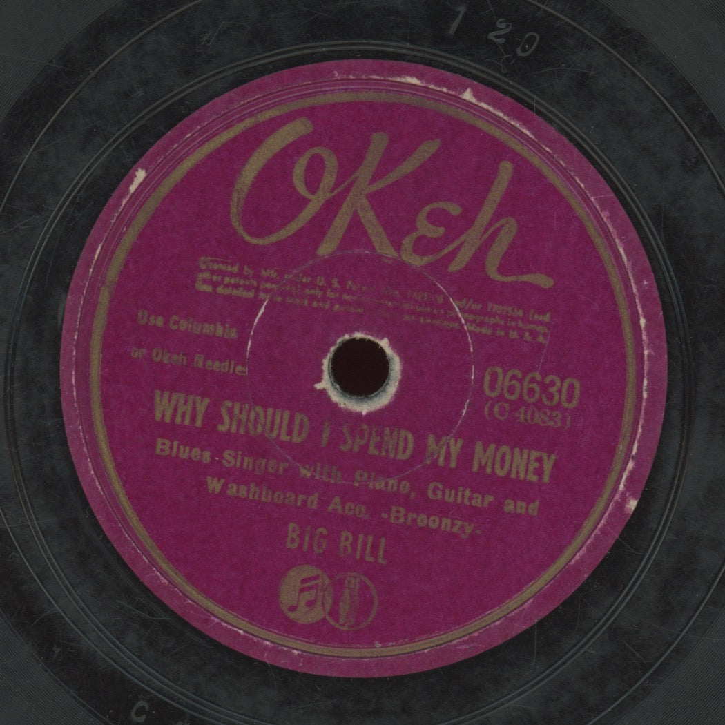 Blues 78 - Big Bill Broonzy - Why Should I Spend My Money / She's Gone With The Wind on Okeh