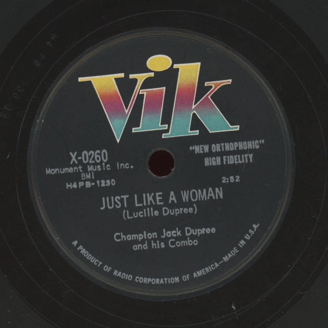 Blues 78 - Champion Jack Dupree And His Combo - Dirty Woman / Just Like A Woman on Vik