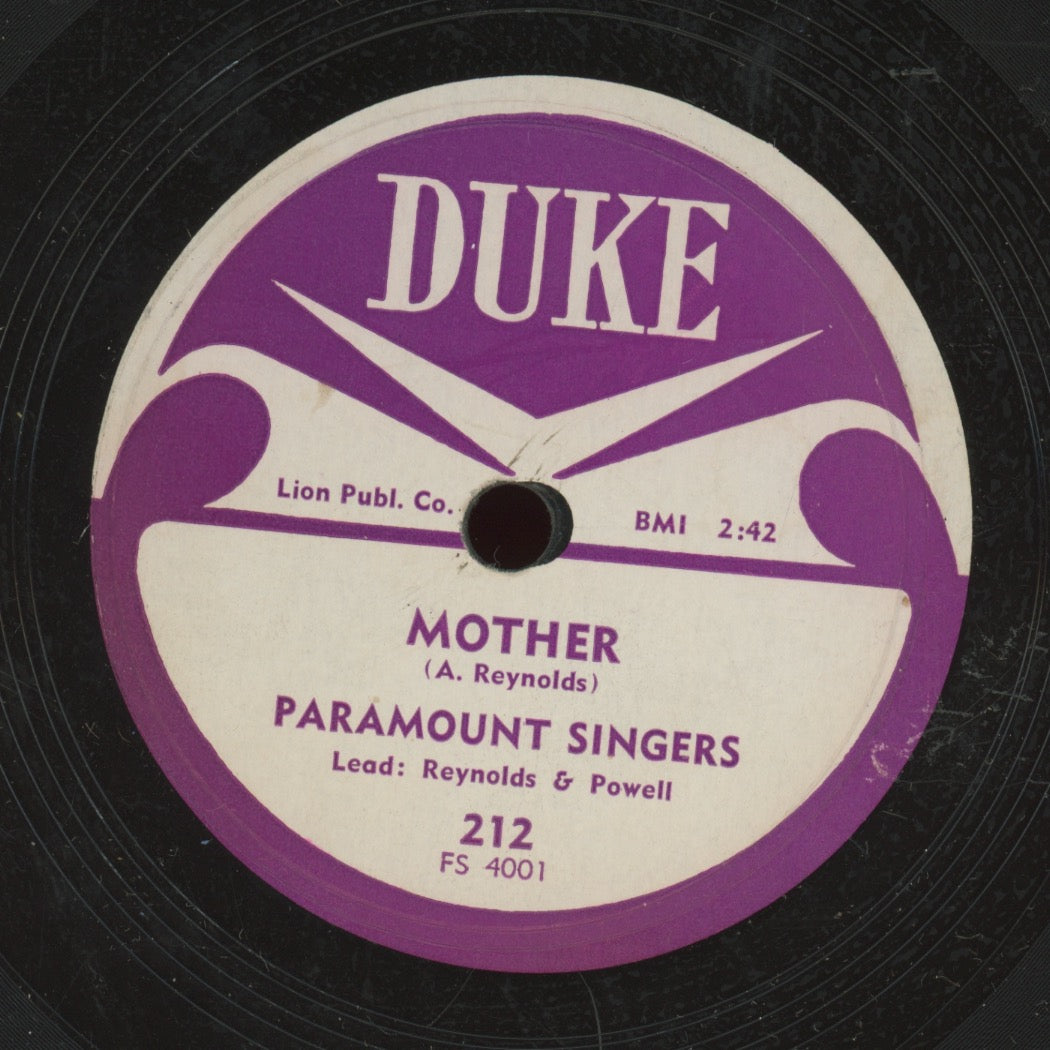 Gospel 78 - The Paramount Singers - Mother / Shall We Meet on Duke