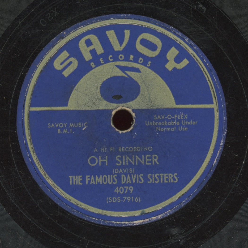 Gospel 78 - The Famous Davis Sisters - Oh Sinner / More Than All on Savoy