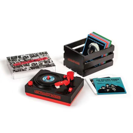 Rolling Stones Turntable w/ Crate & Six 3" Singles