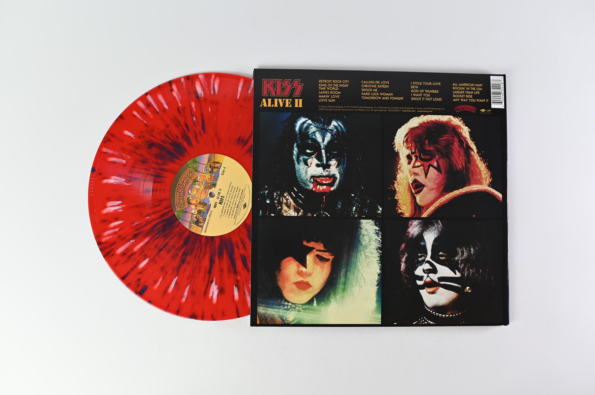 Kiss - Alive II on Casablanca Ltd Red White & Blue Splatter Reissue