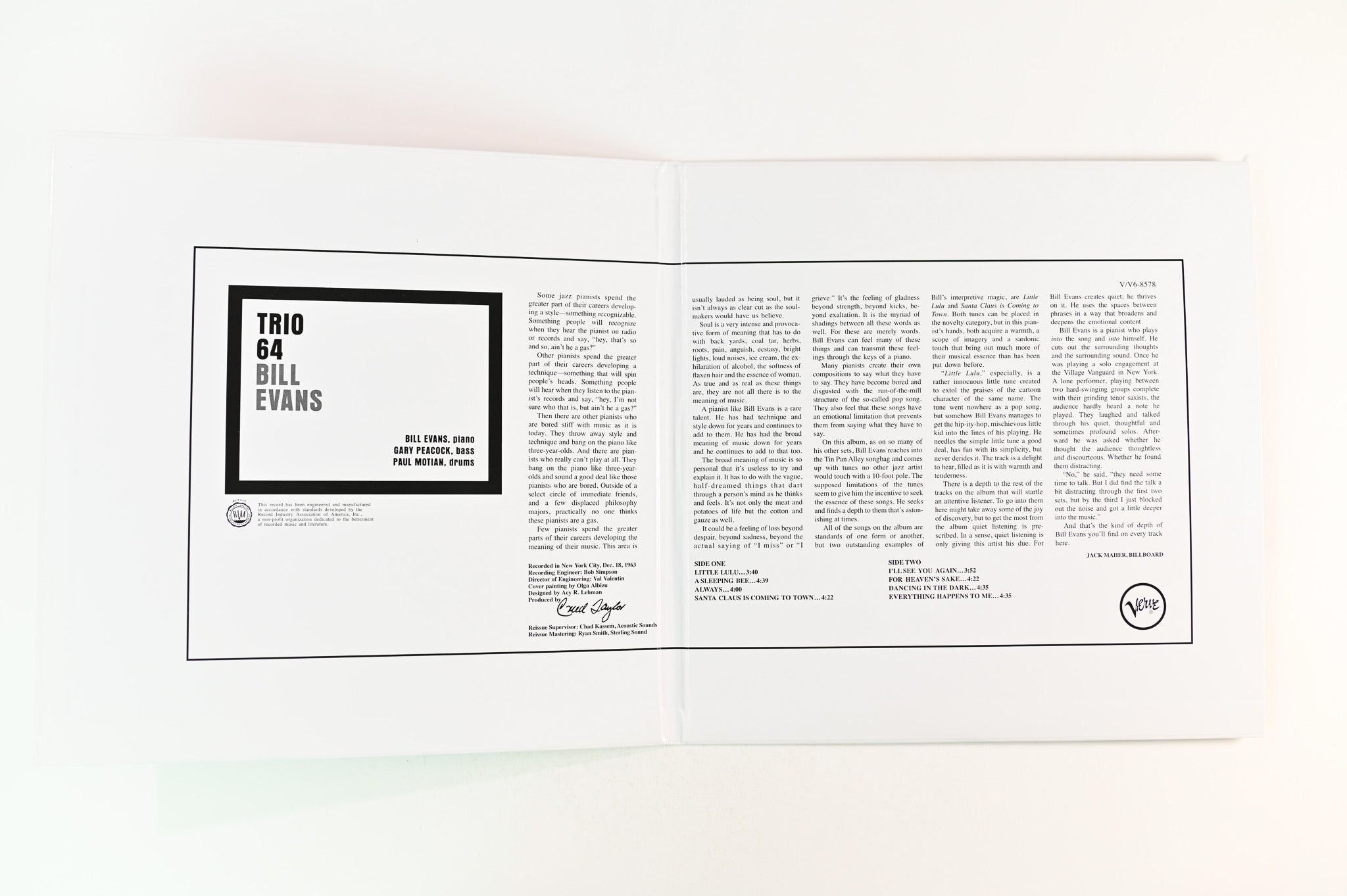 Bill Evans - Trio 64 on Verve Acoustic Sounds Series 180 Gram Reissue