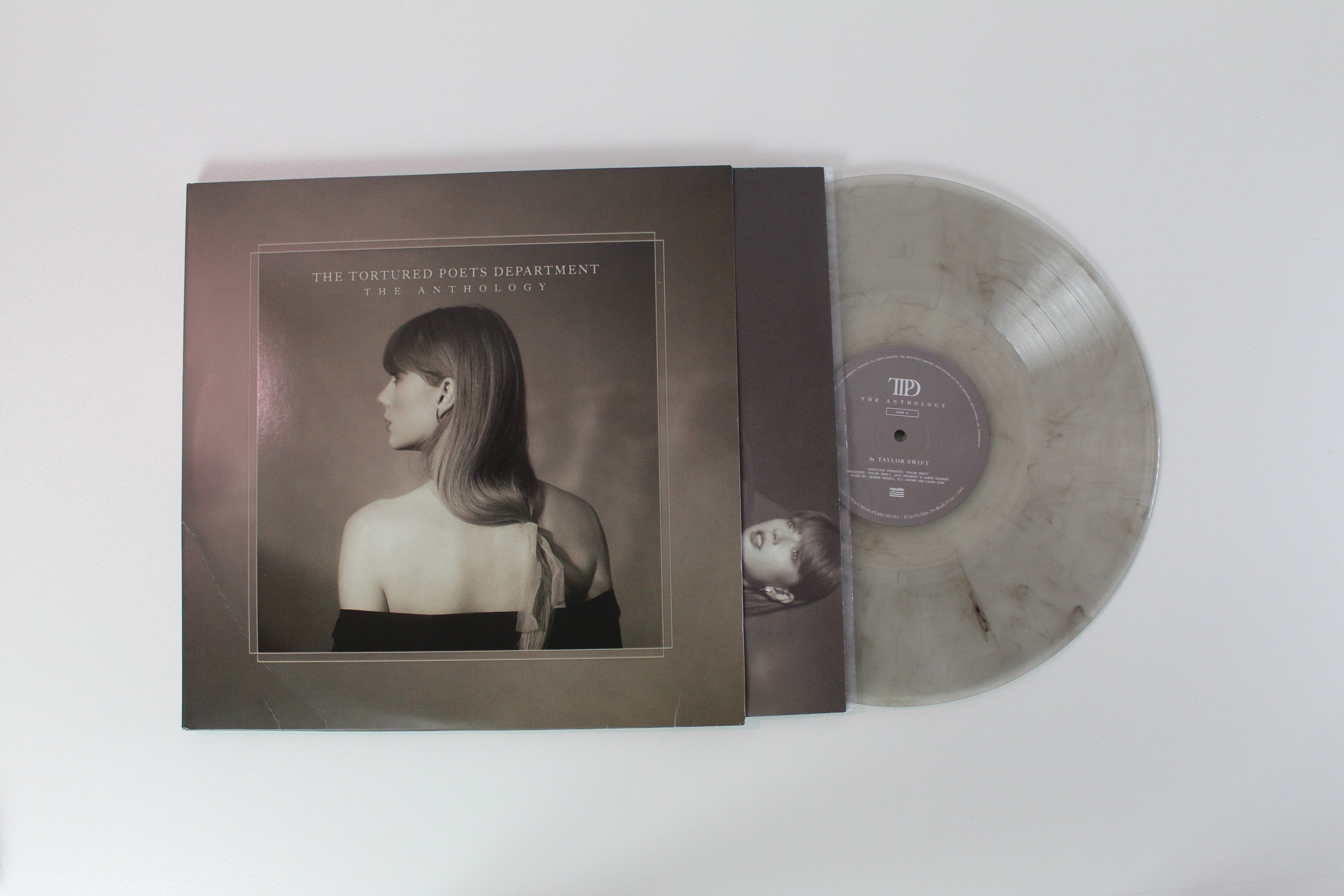 Taylor Swift - The Tortured Poets Department (The Anthology) on Republic Records Clear/Grey/Dark Grey/Gold Marbled Translucent Vinyl