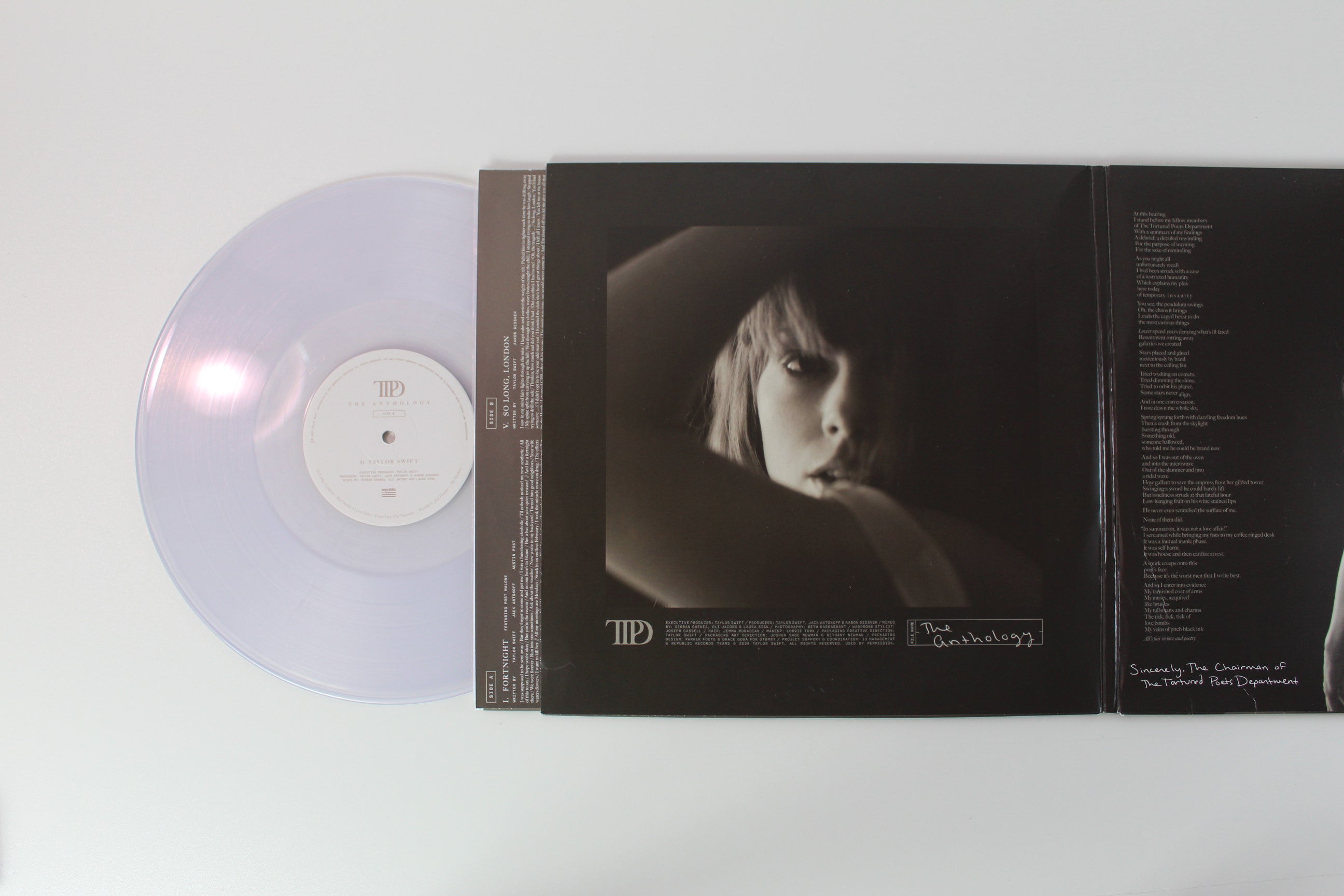 Taylor Swift - The Tortured Poets Department (The Anthology) on Republic Records Clear/Grey/Dark Grey/Gold Marbled Translucent Vinyl