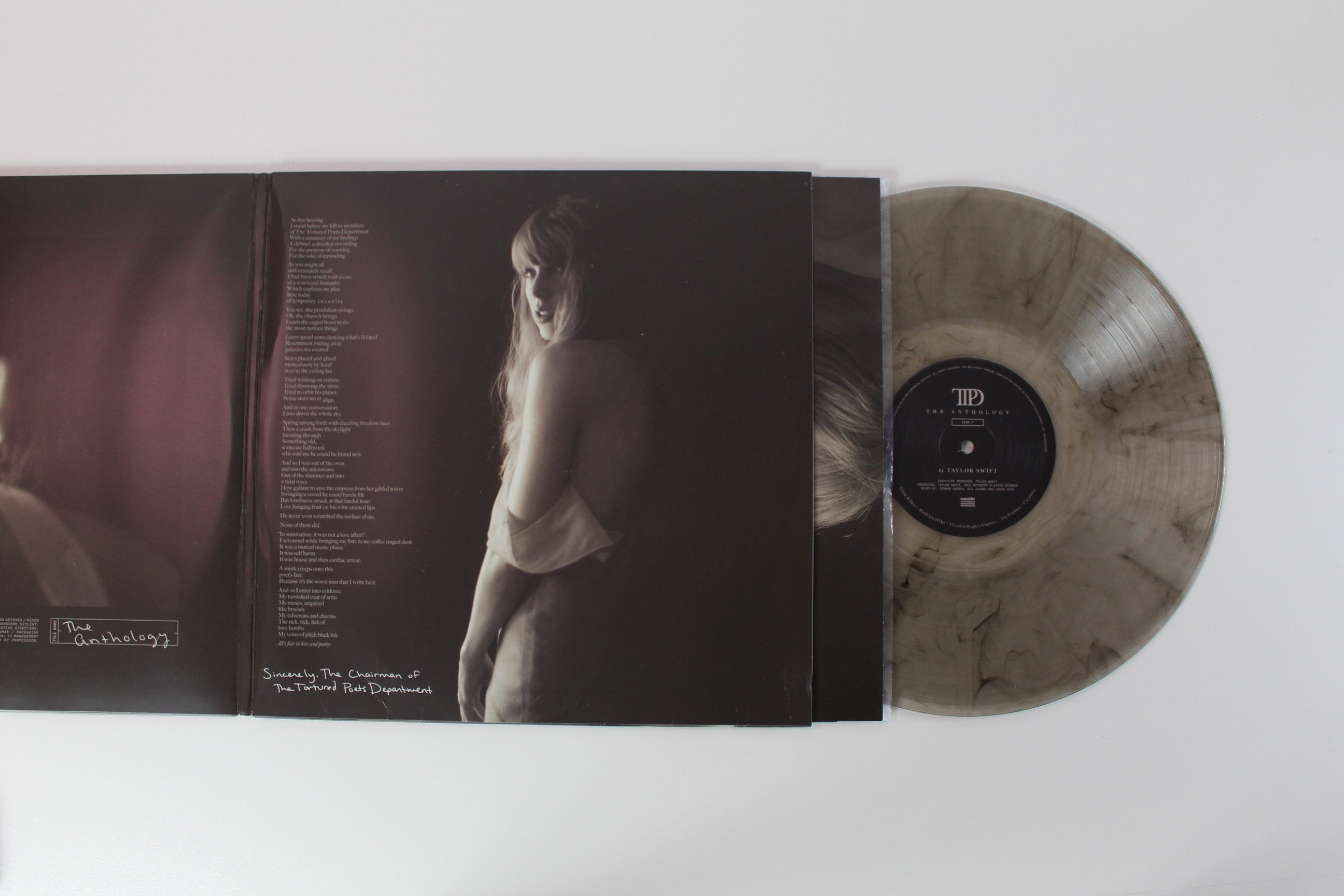 Taylor Swift - The Tortured Poets Department (The Anthology) on Republic Records Clear/Grey/Dark Grey/Gold Marbled Translucent Vinyl
