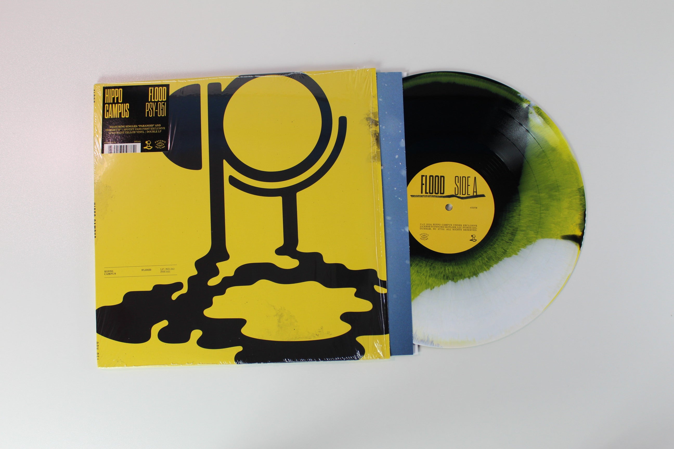 Hippo Campus - Flood Ltd. Spraypaint Yellow Vinyl on Psychic Hotline