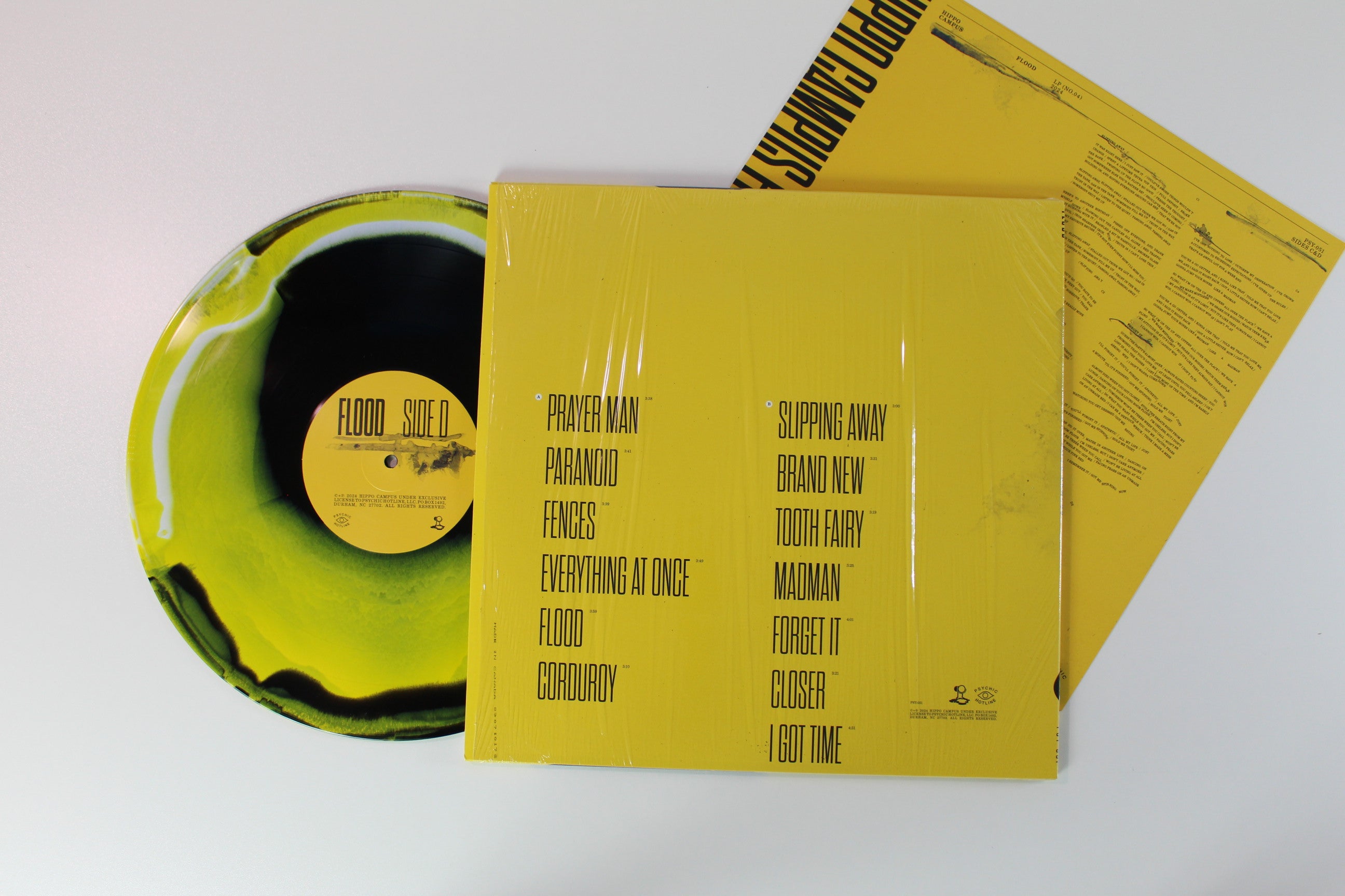 Hippo Campus - Flood Ltd. Spraypaint Yellow Vinyl on Psychic Hotline