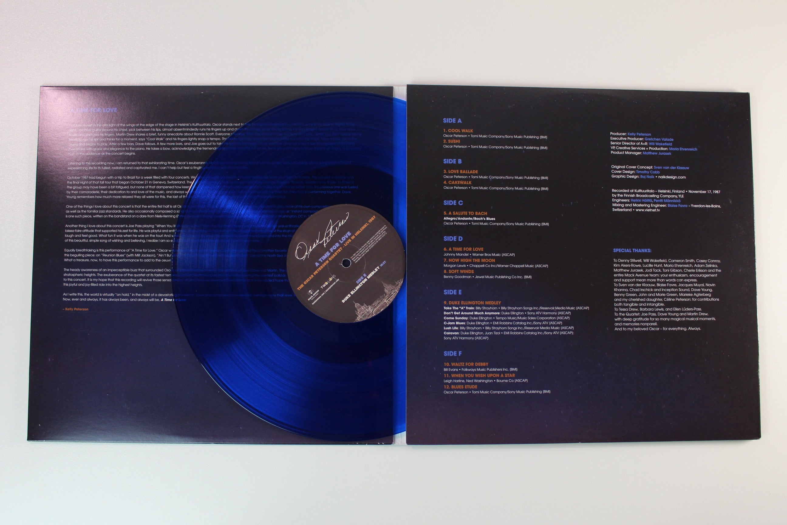 Oscar Peterson - A Time For Love: The Oscar Peterson Quartet - Live In Helsinki, 1987 on Mack Avenue RSD BF 2021 Translucent Blue Vinyl