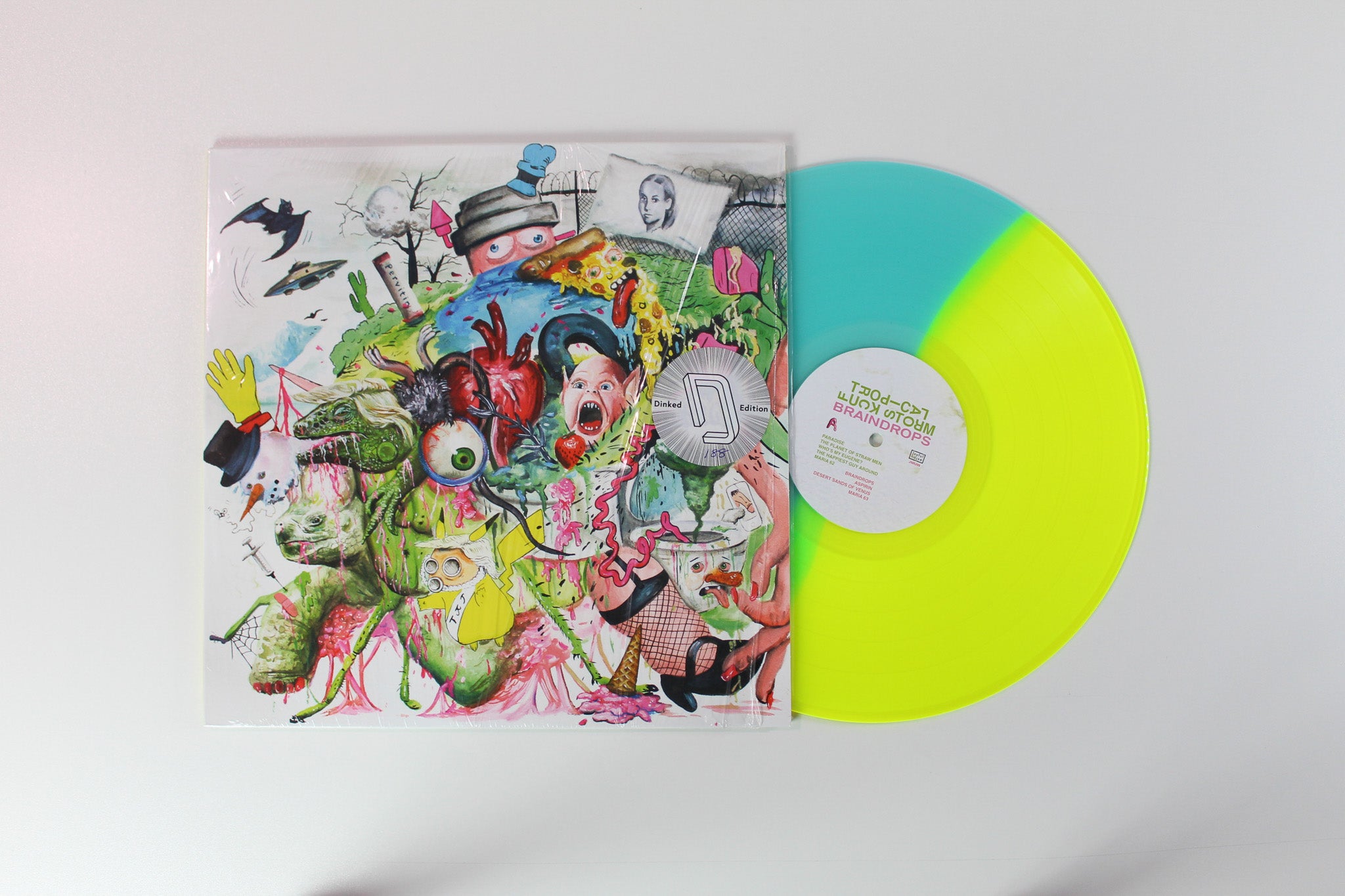 Tropical Fuck Storm - Braindrops on Joyful Noise Highlighter Yellow & Electric Blue Split Vinyl