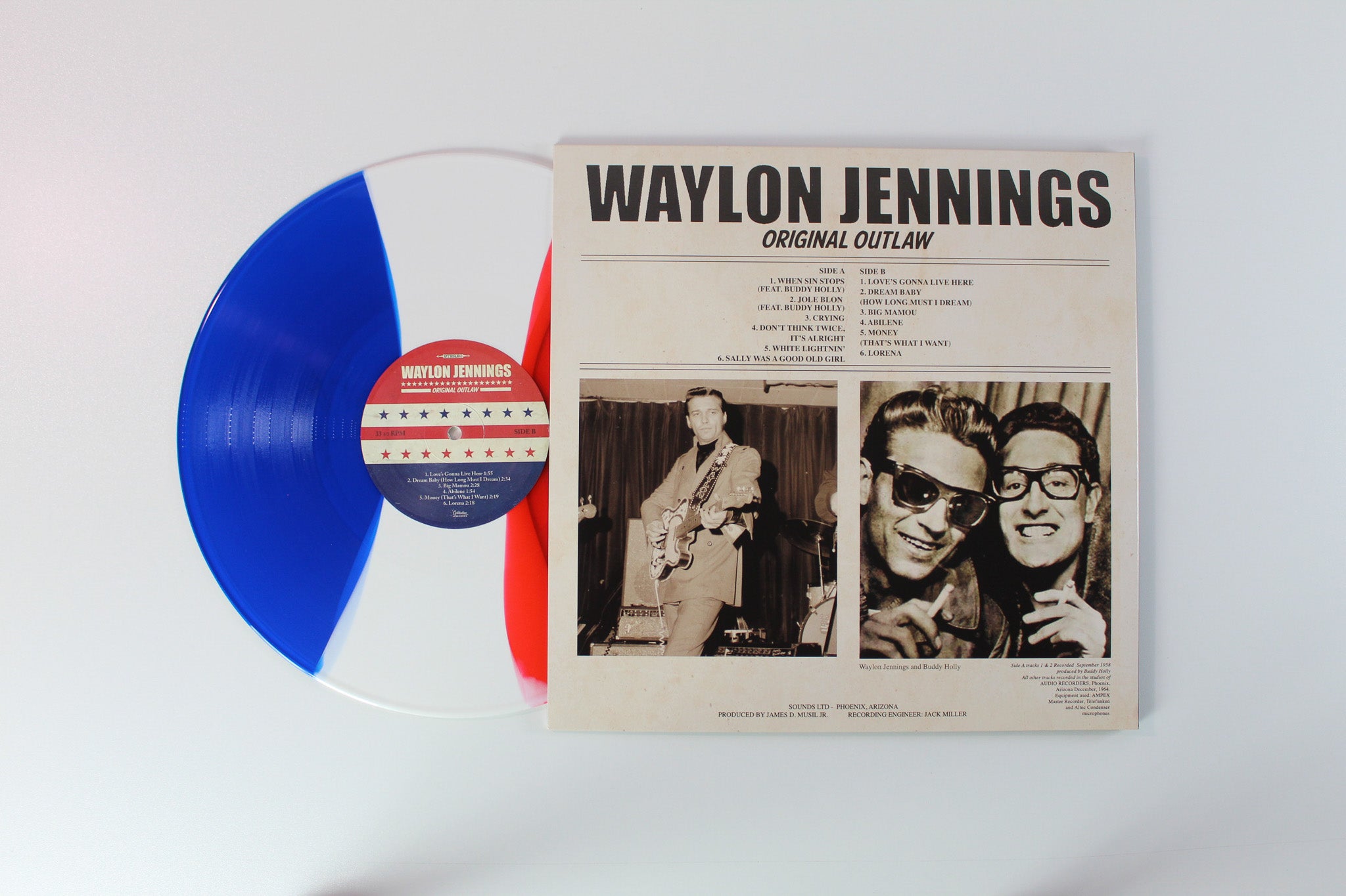 Waylon Jennings - Original Outlaw on Goldenlane Red White & Blue Vinyl