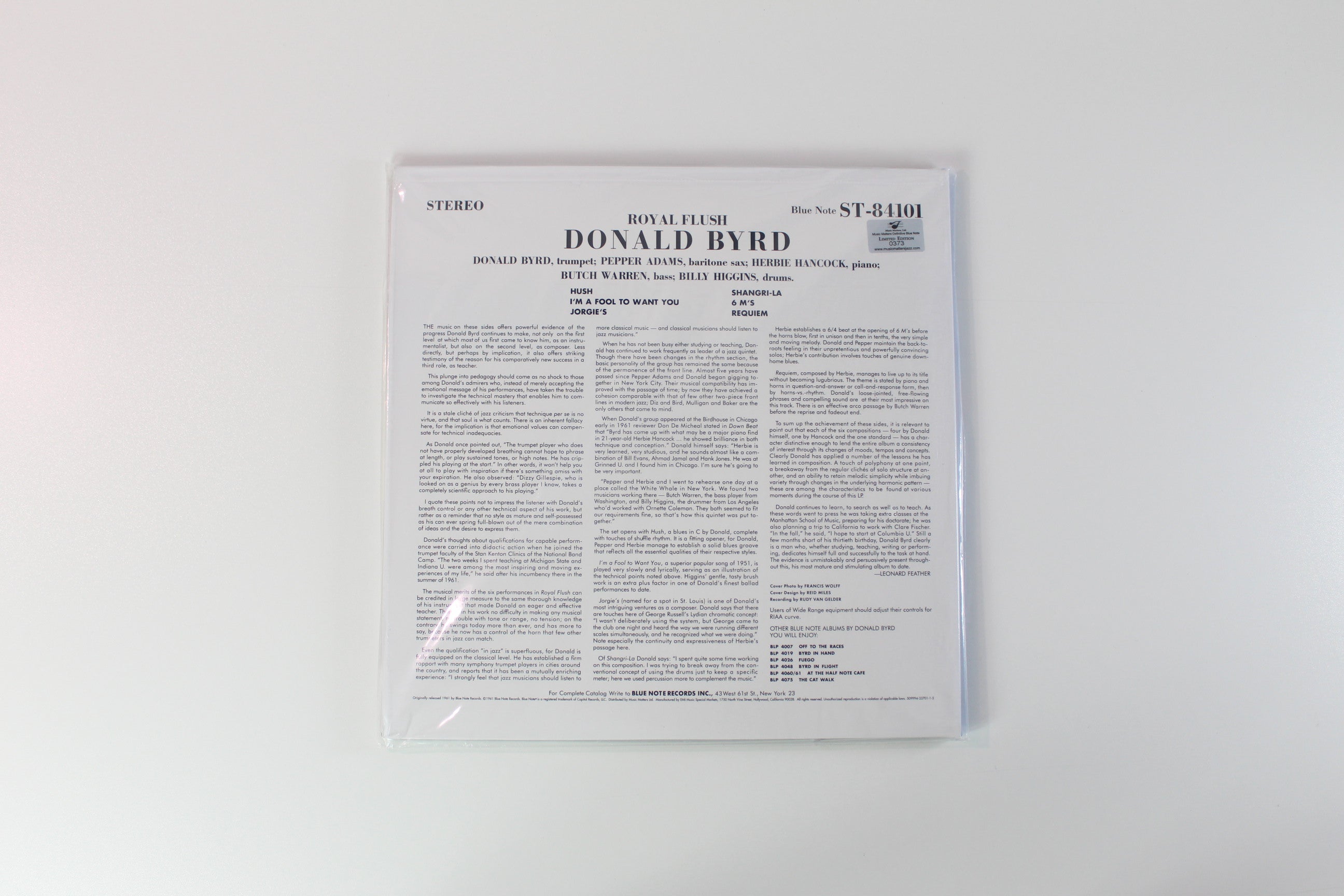 Donald Byrd - Royal Flush on Blue Note Music Matters Ltd Numbered 45 RPM Reissue Sealed