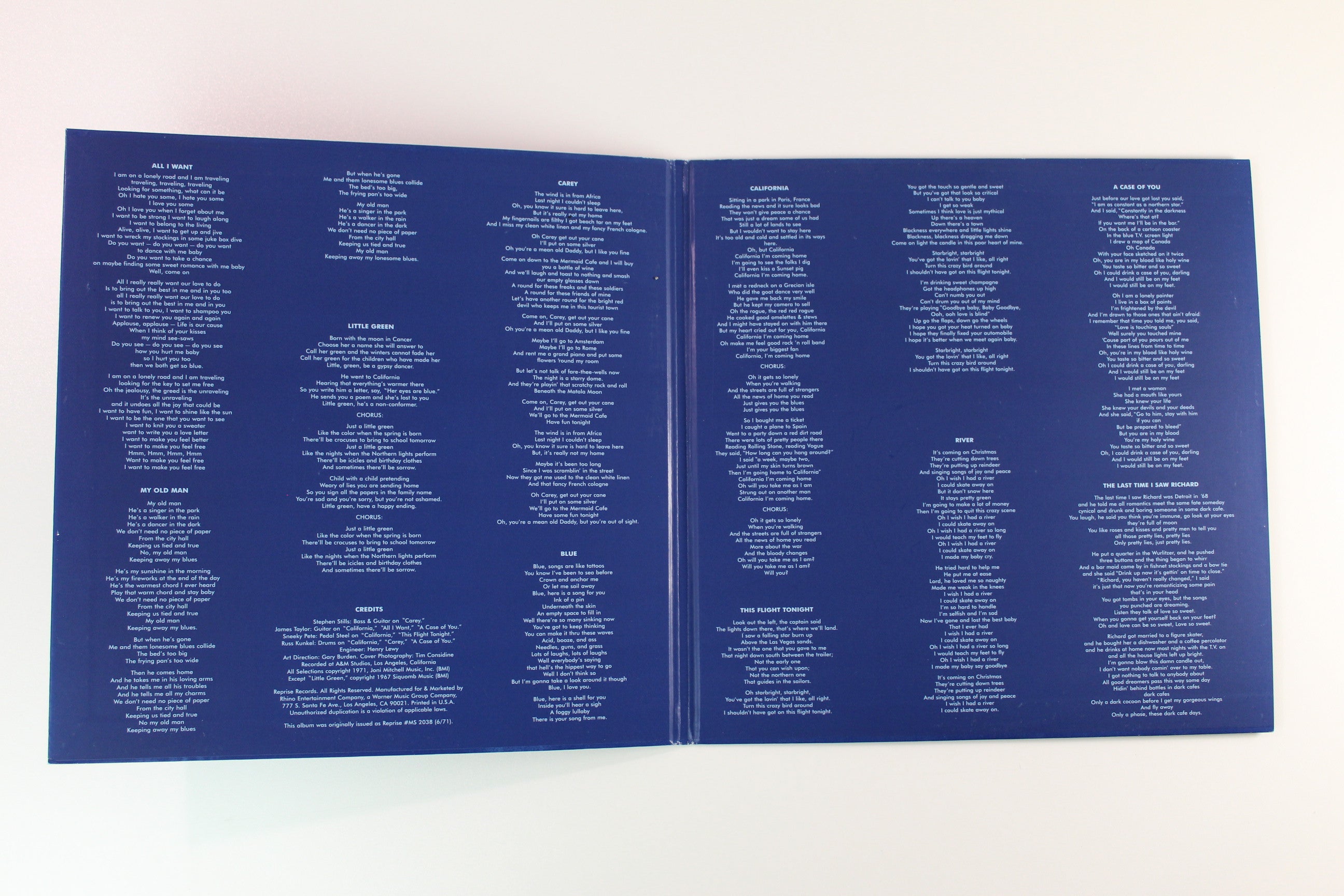 Joni Mitchell - Blue on Reprise Records Reissue