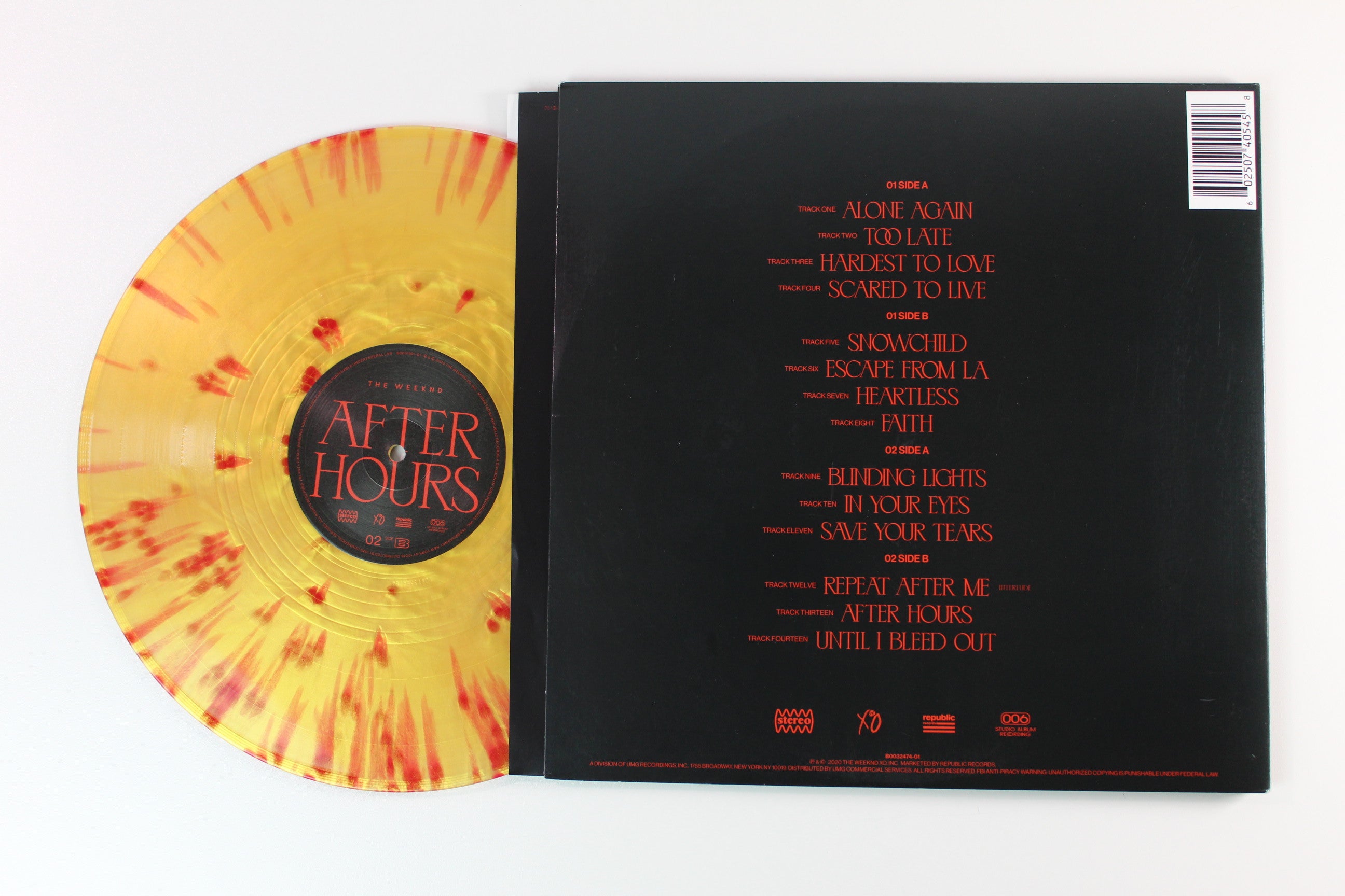 The Weeknd - After Hours on XO Republic Ltd Gold With Red Splatter
