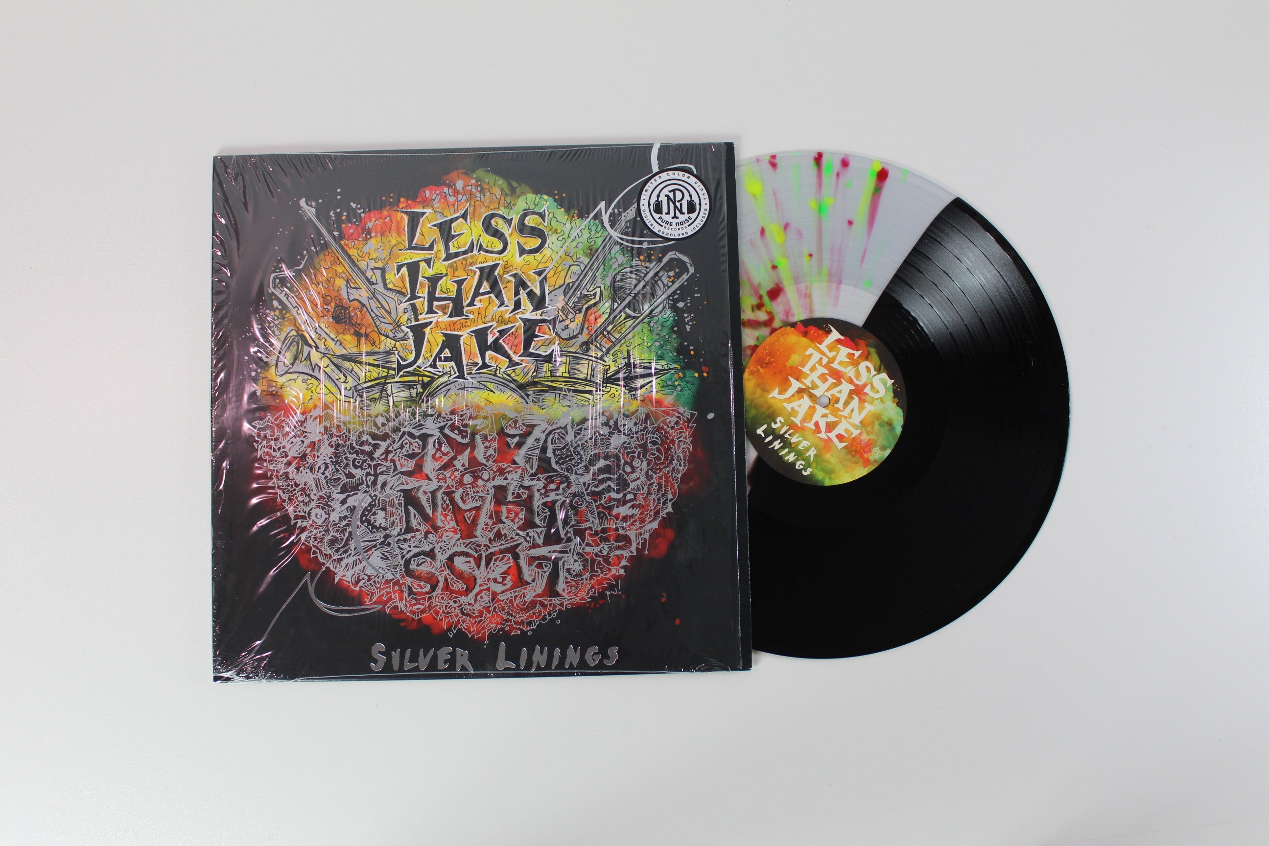 Less Than Jake - Silver Linings on Pure Noise Records – Black Clear With Red Yellow Green Splatter Colored Vinyl