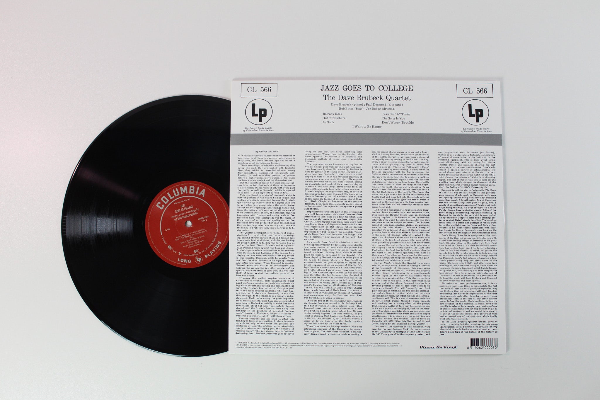 The Dave Brubeck Quartet - Jazz Goes To College on Music On Vinyl