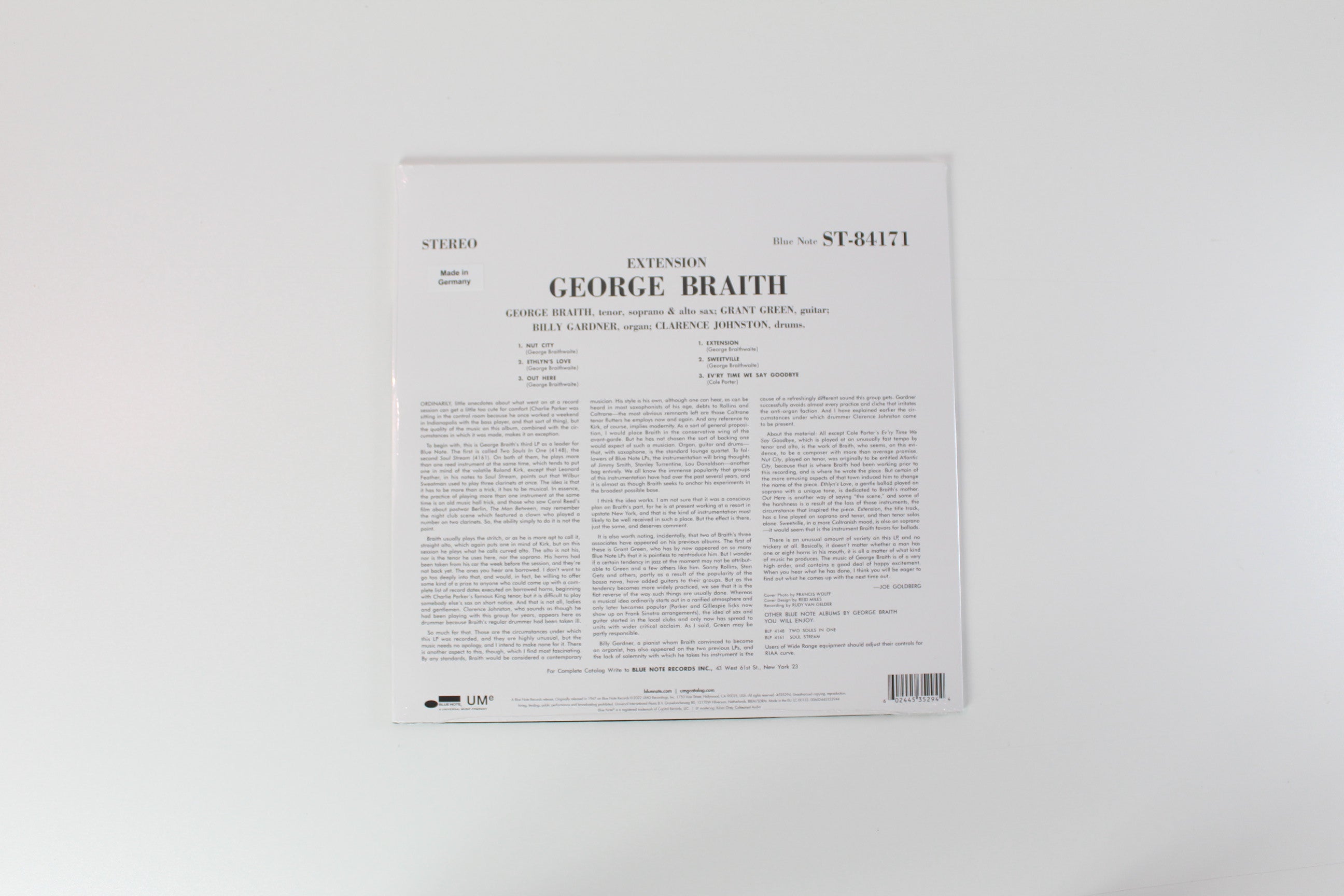 George Braith - Extension on Blue Note – Blue Note Classic Vinyl Series – Sealed