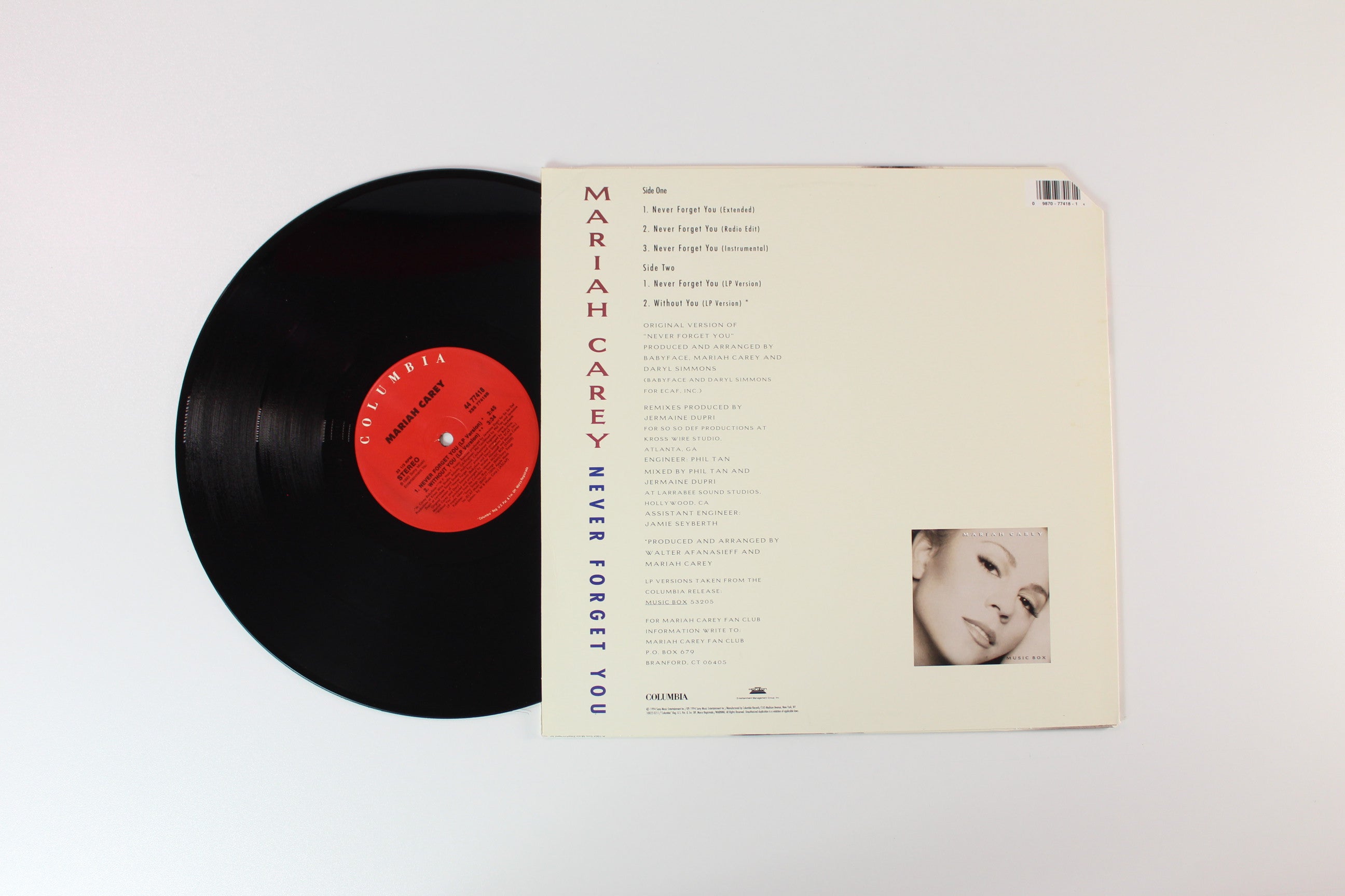 Mariah Carey - Never Forget You on Columbia 12" Single