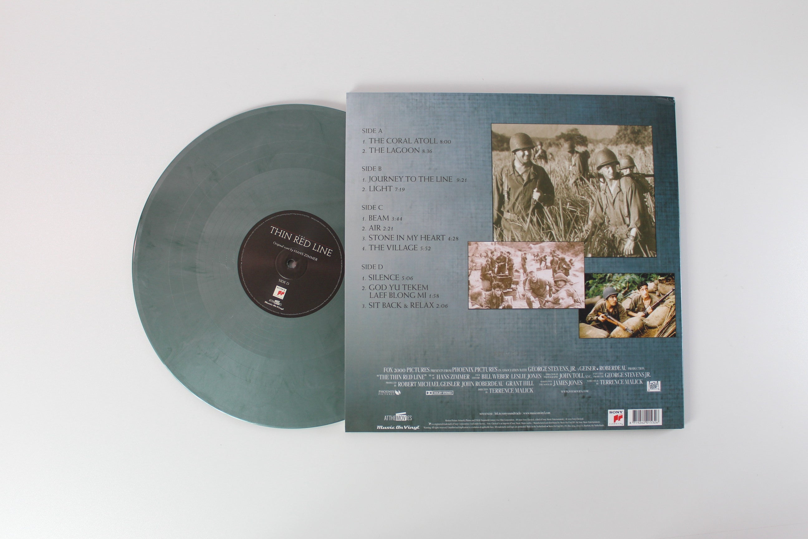 Hans Zimmer - The Thin Red Line (Original Motion Picture Soundtrack) on Music On Vinyl Ltd. Numbered Reissue on Silver & Dark Green Marbled Vinyl