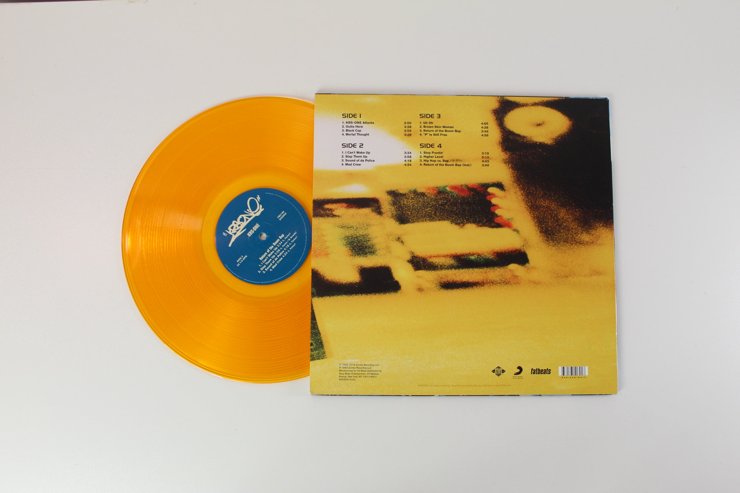 KRS-One - Return Of The Boom Bap on Jive Ltd. Gold Vinyl Reissue w/ 7"