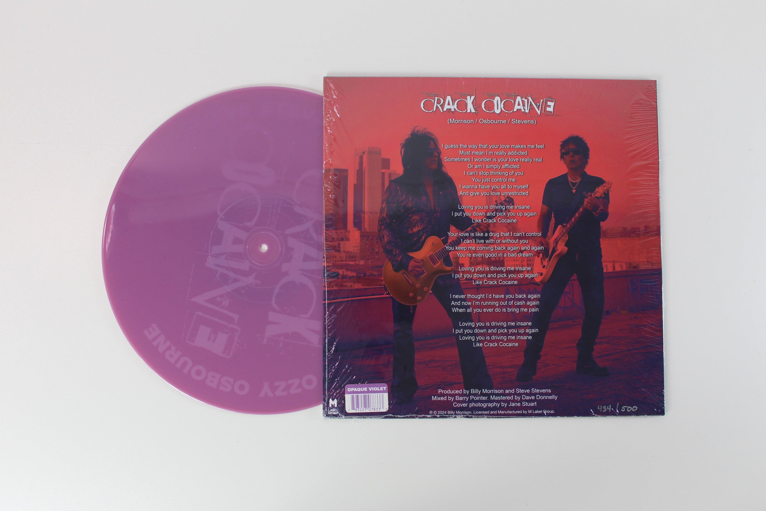 Ozzy Osbourne & Billy Morrison - Crack Cocaine on M Label Group Ltd. Numbered Opaque Violet Vinyl 45 RPM