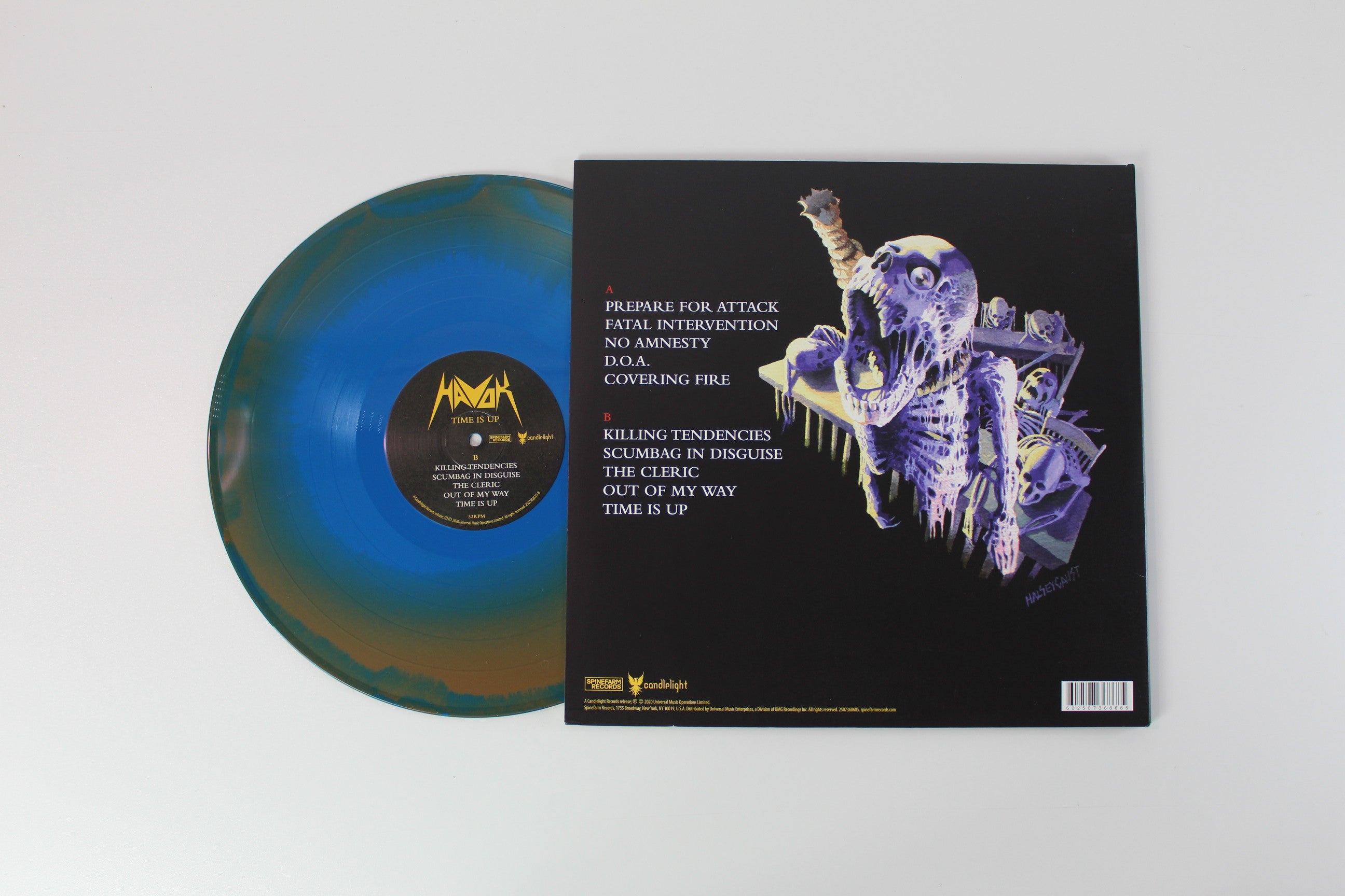 Havok - Time Is Up on Candlelight Ltd Black Brown & Blue Vinyl Reissue