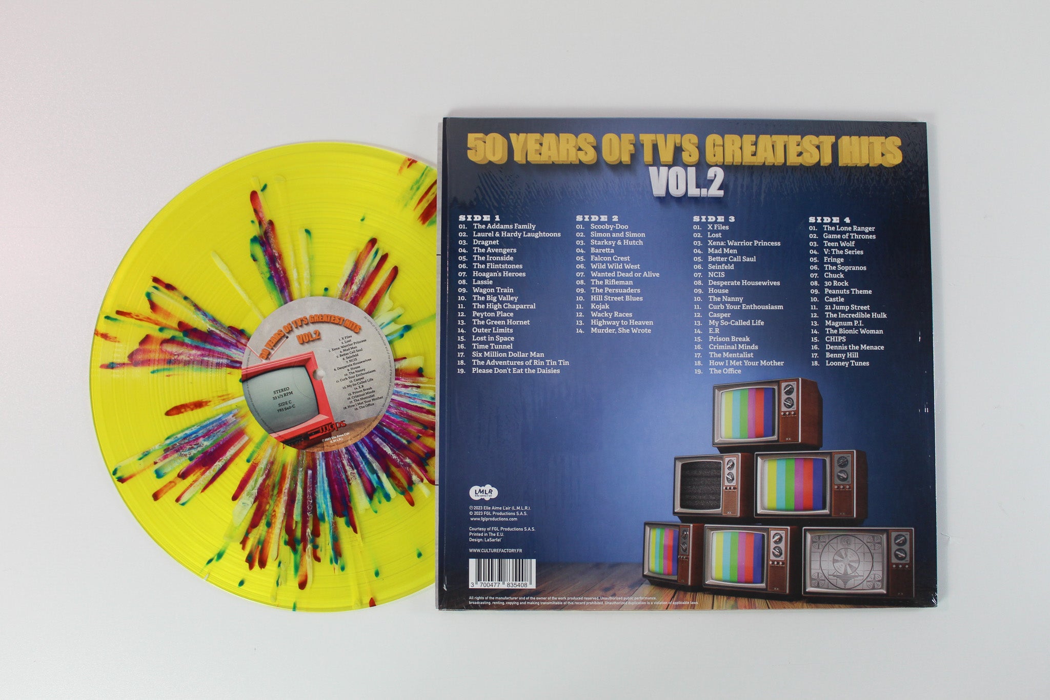 Various - 50 Years Of TV's Greatest Hits - Vol. 2 on Lmlr RSD 2023 Ltd Clear & Yellow Splatter Vinyl