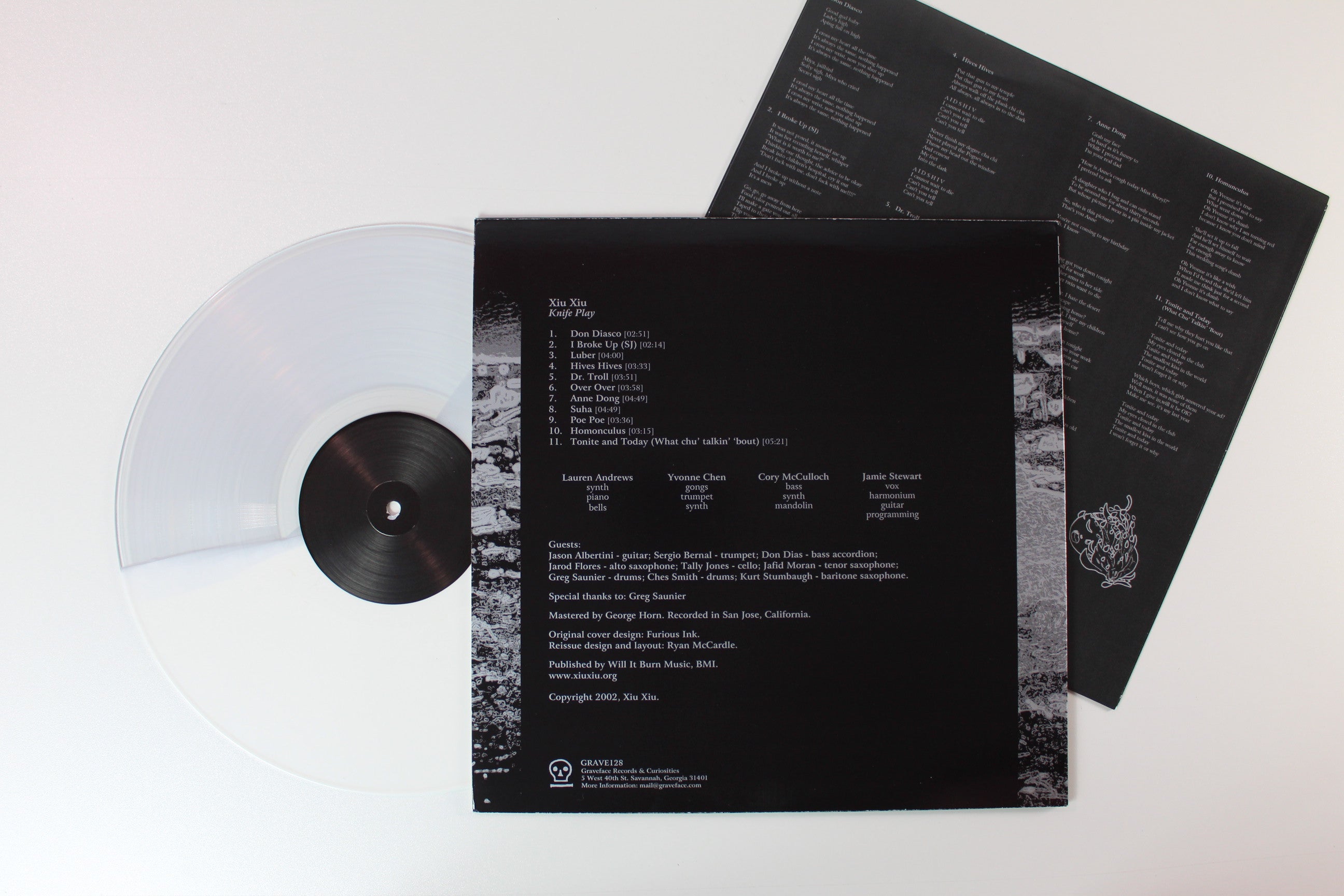 Xiu Xiu - Knife Play on Graveface White/Clear Split Reissue With Clear Vinyl 7"