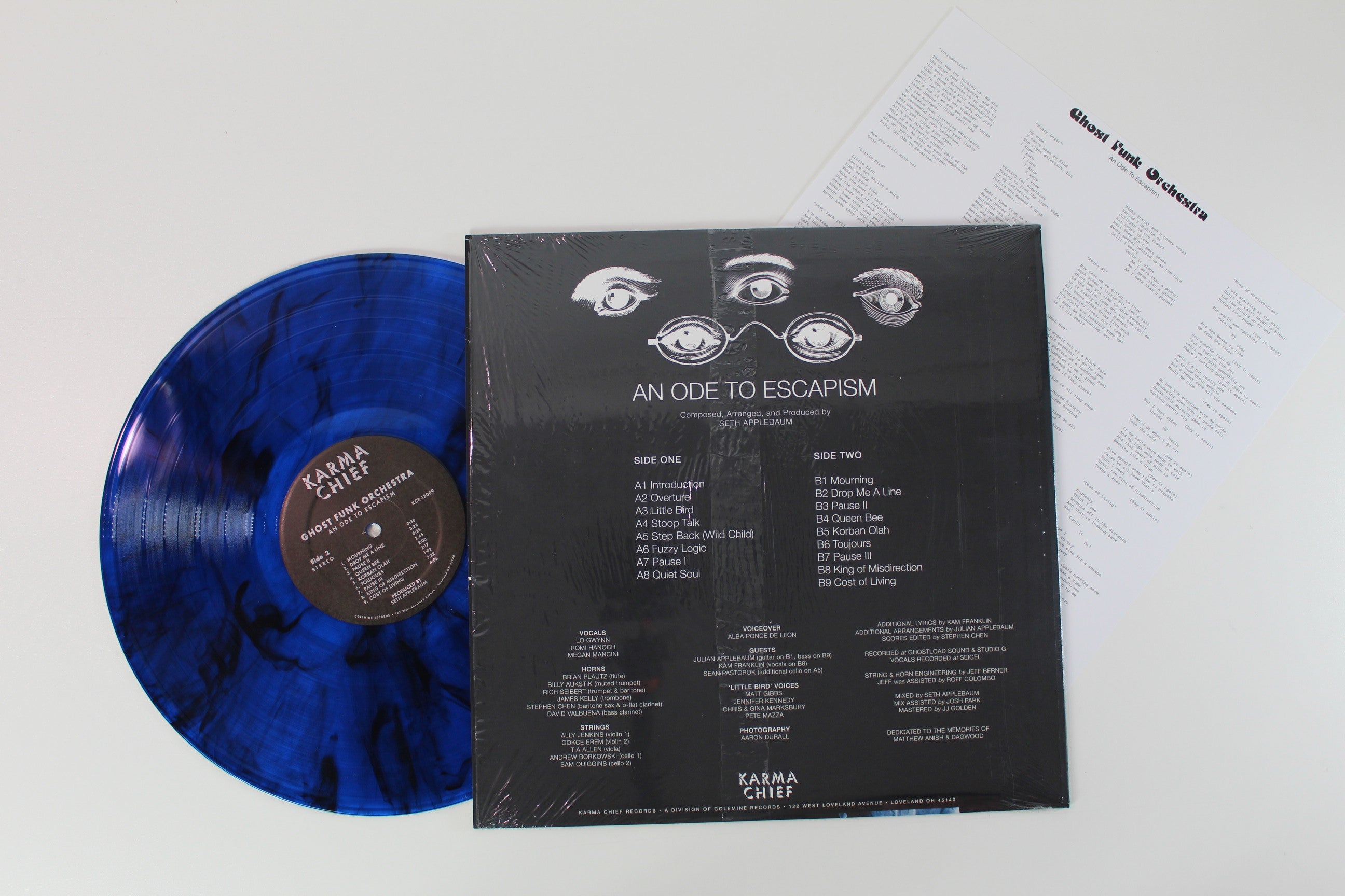 Ghost Funk Orchestra - An Ode To Escapism on Karma Chief Records - Limited Edition - Blue / Black Swirl Colored Vinyl