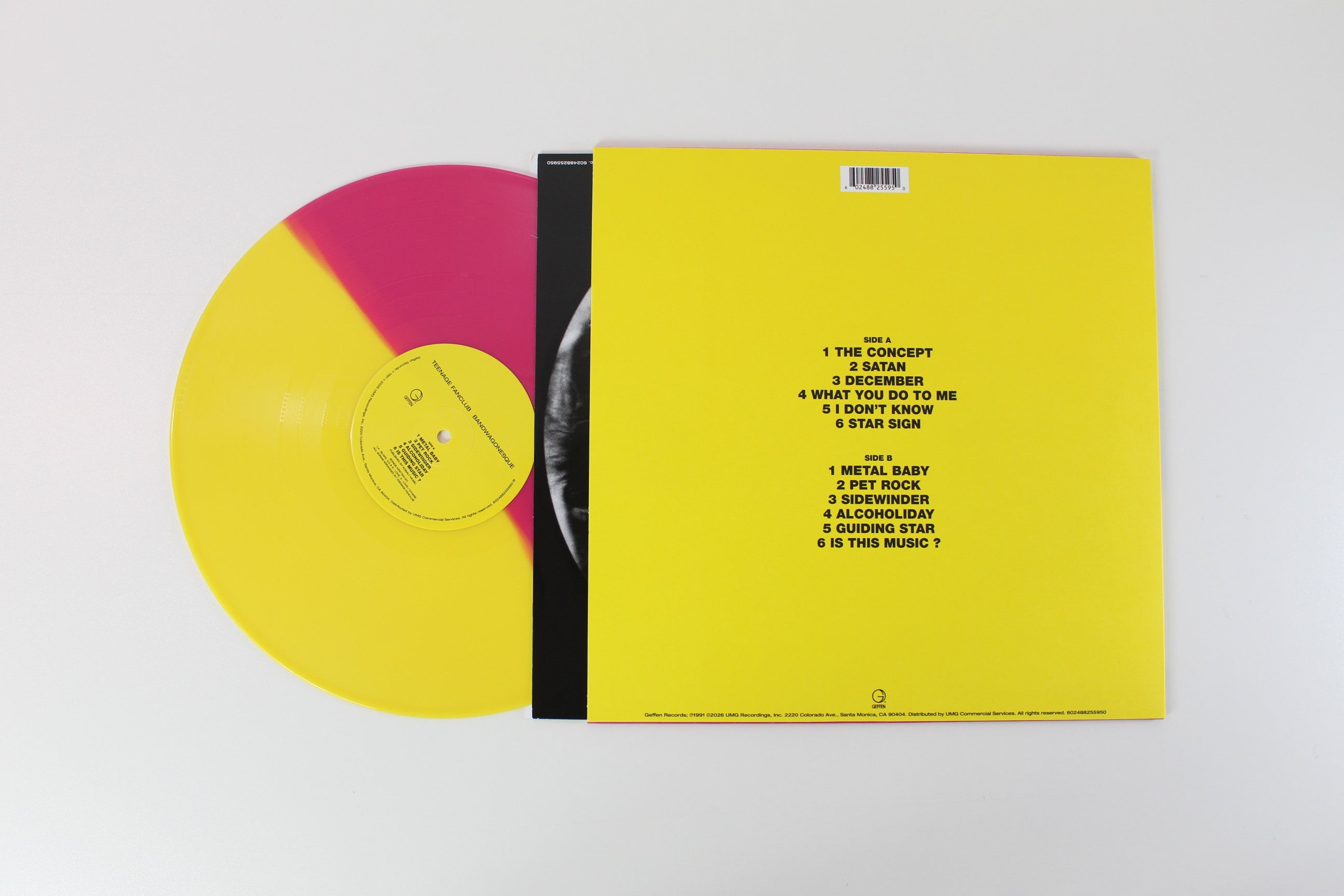 Teenage Fanclub - Bandwagonesque on Geffen Records - Pink & Yellow Split colored vinyl - Reissue