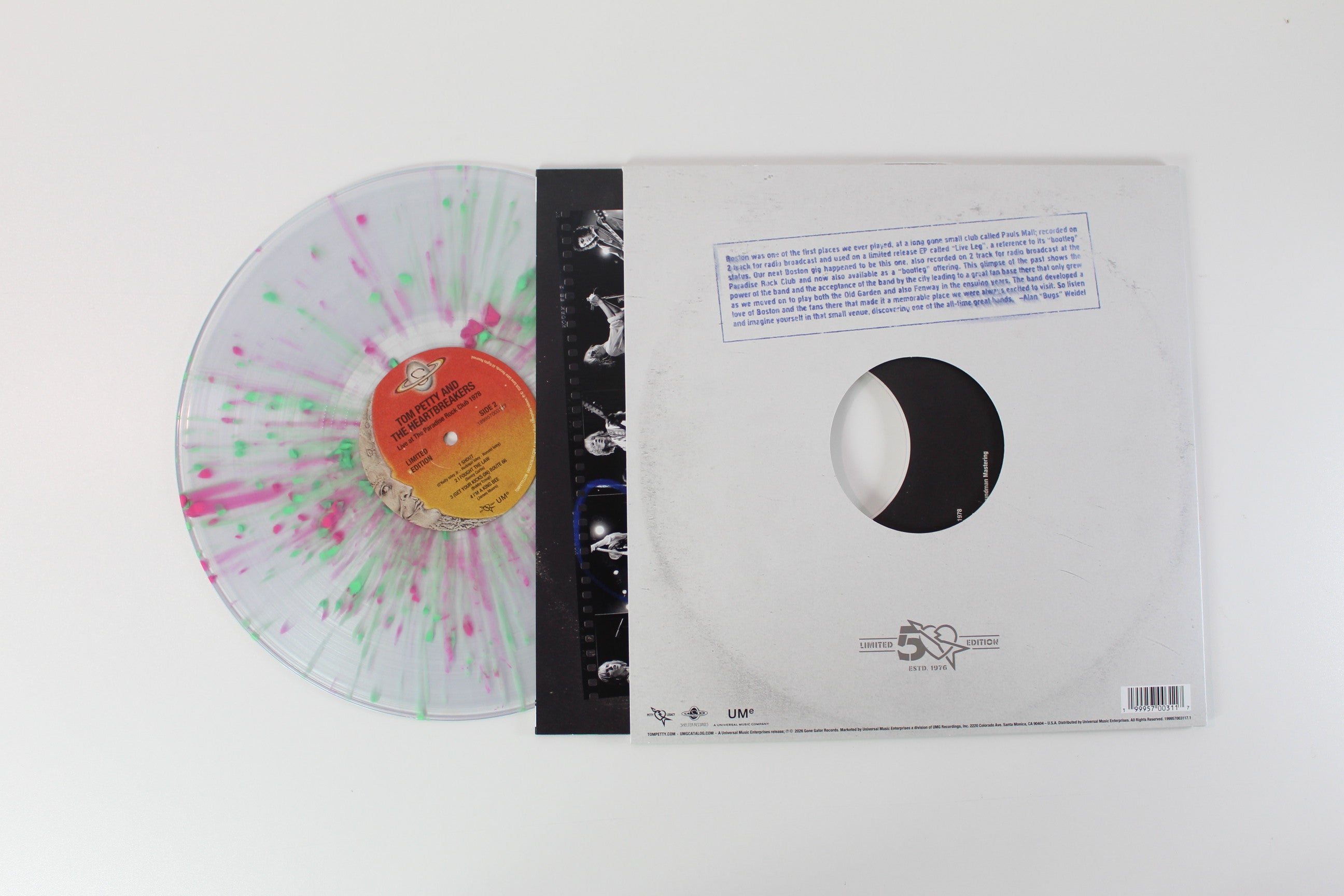 Tom Petty And The Heartbreakers - Live At The Paradise Rock Club 1978 on Petty Legacy / Shelter Records - Record Store Day 2026 - Limited Edition - Clear w/ Pink & Green Splatter Vinyl