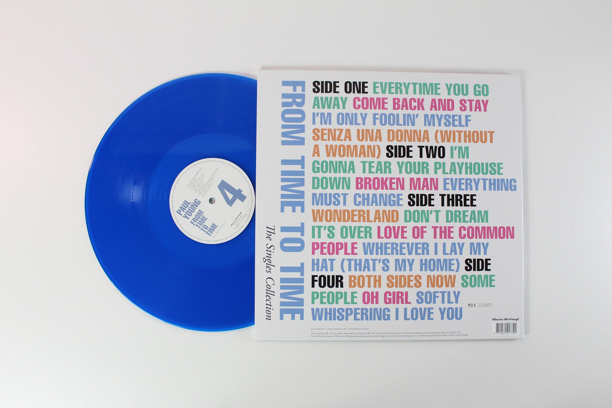 Paul Young - From Time To Time (The Singles Collection) on Music on Vinyl Ltd Numbered Translucent Blue Reissue