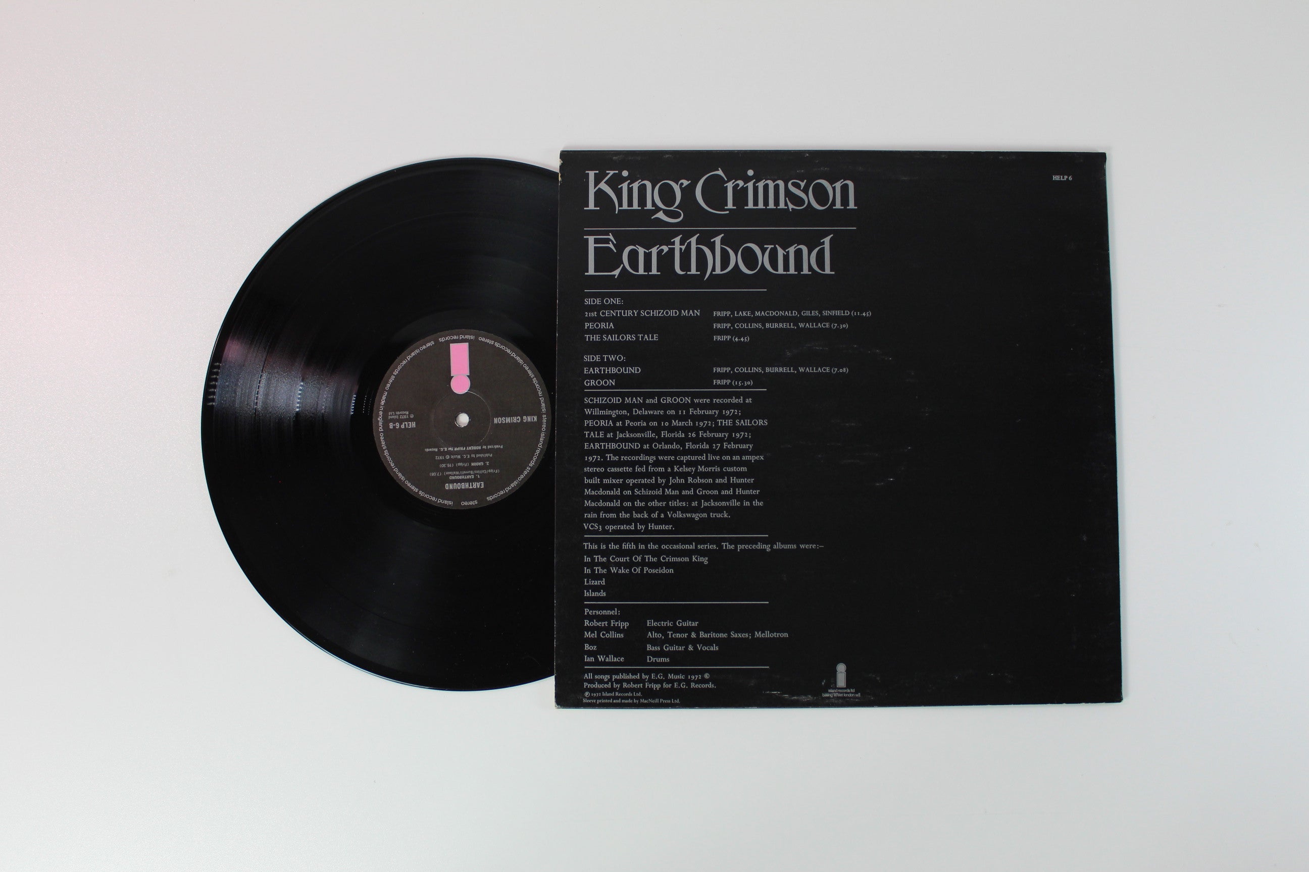 King Crimson - Earthbound on Island UK Pressing