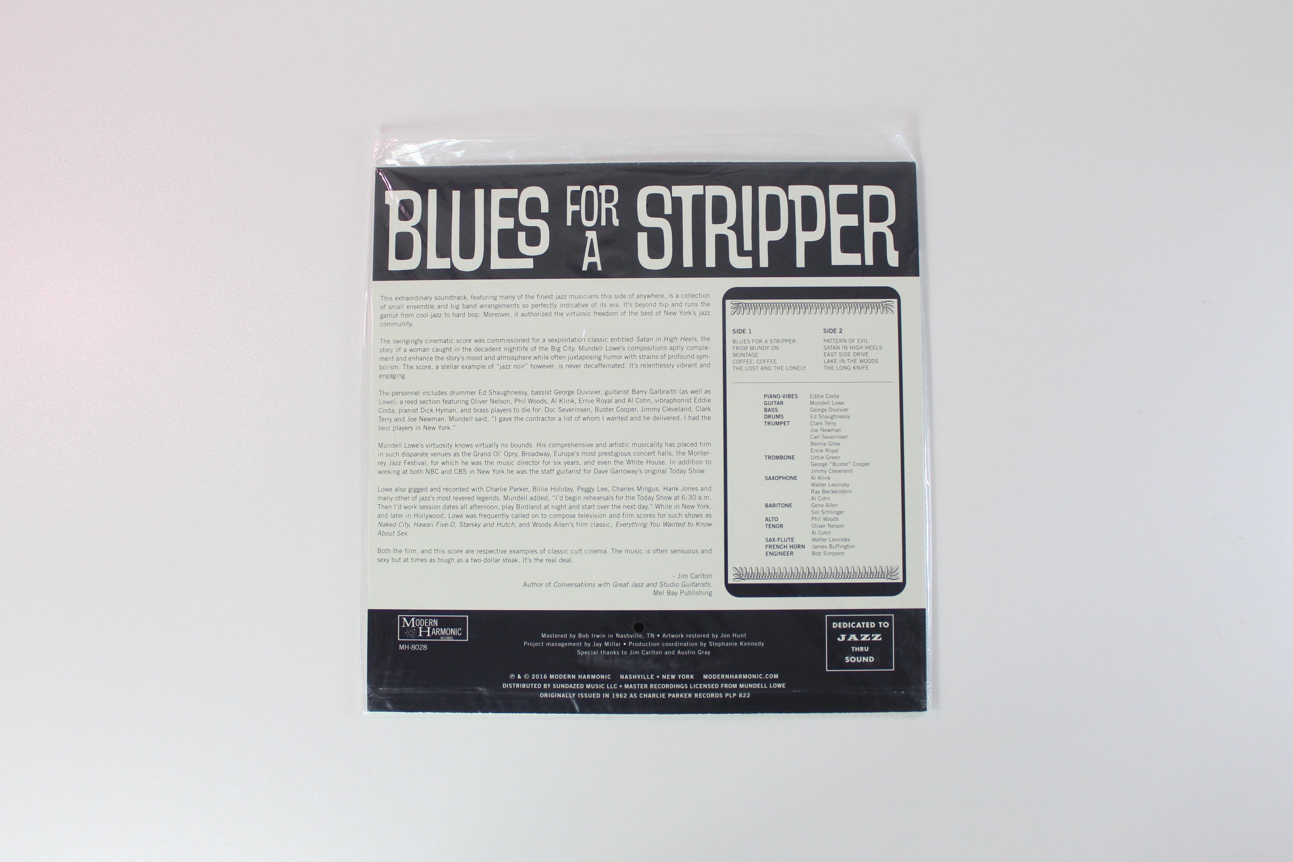 Mundell Lowe - Blues For A Stripper on Modern Harmonic Sheer Cyan Vinyl Reissue Sealed