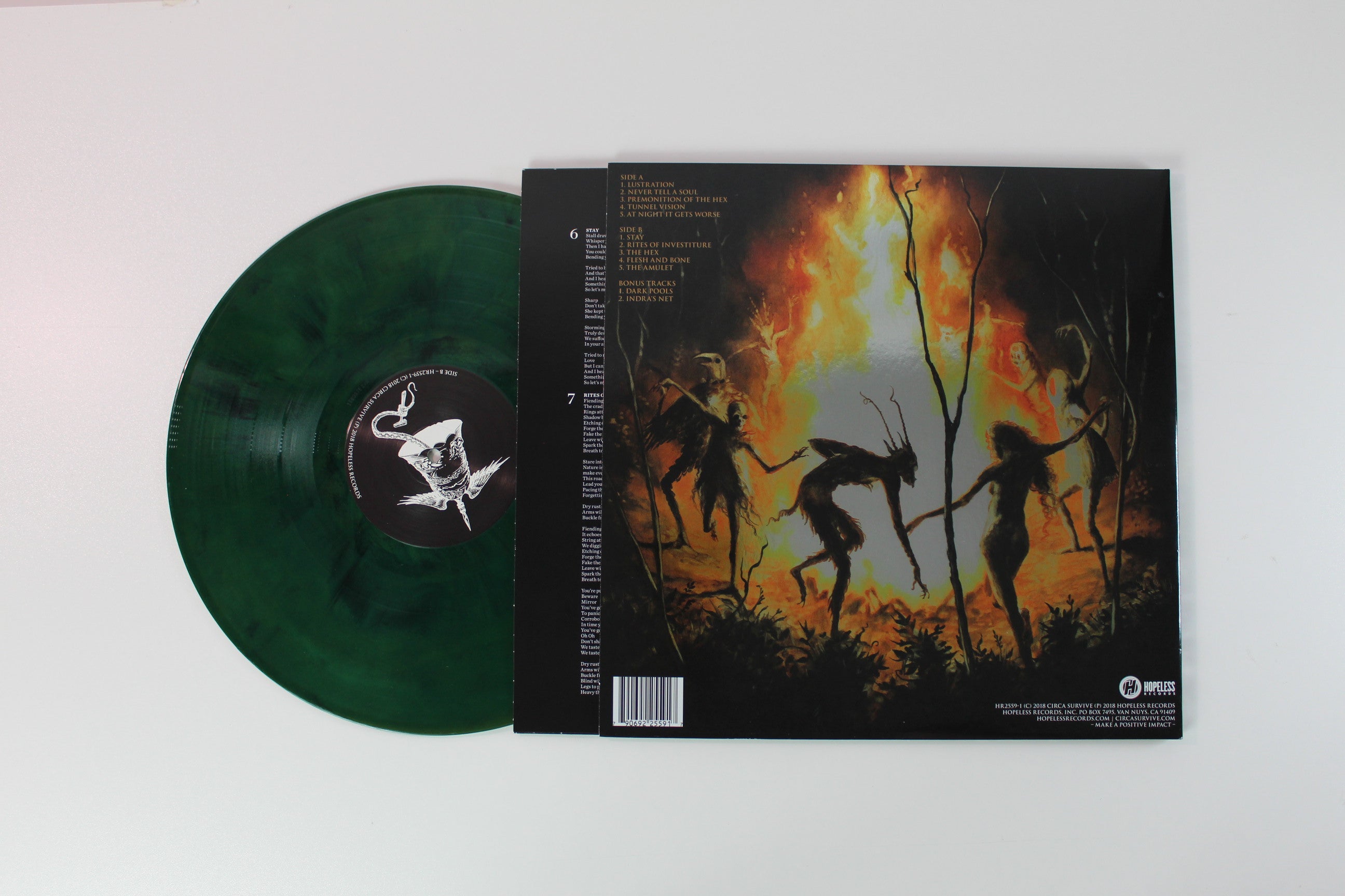 Circa Survive - The Amulet on Hopeless Deluxe Yellow w/ Black Smoke With Yellow Translucent 7"