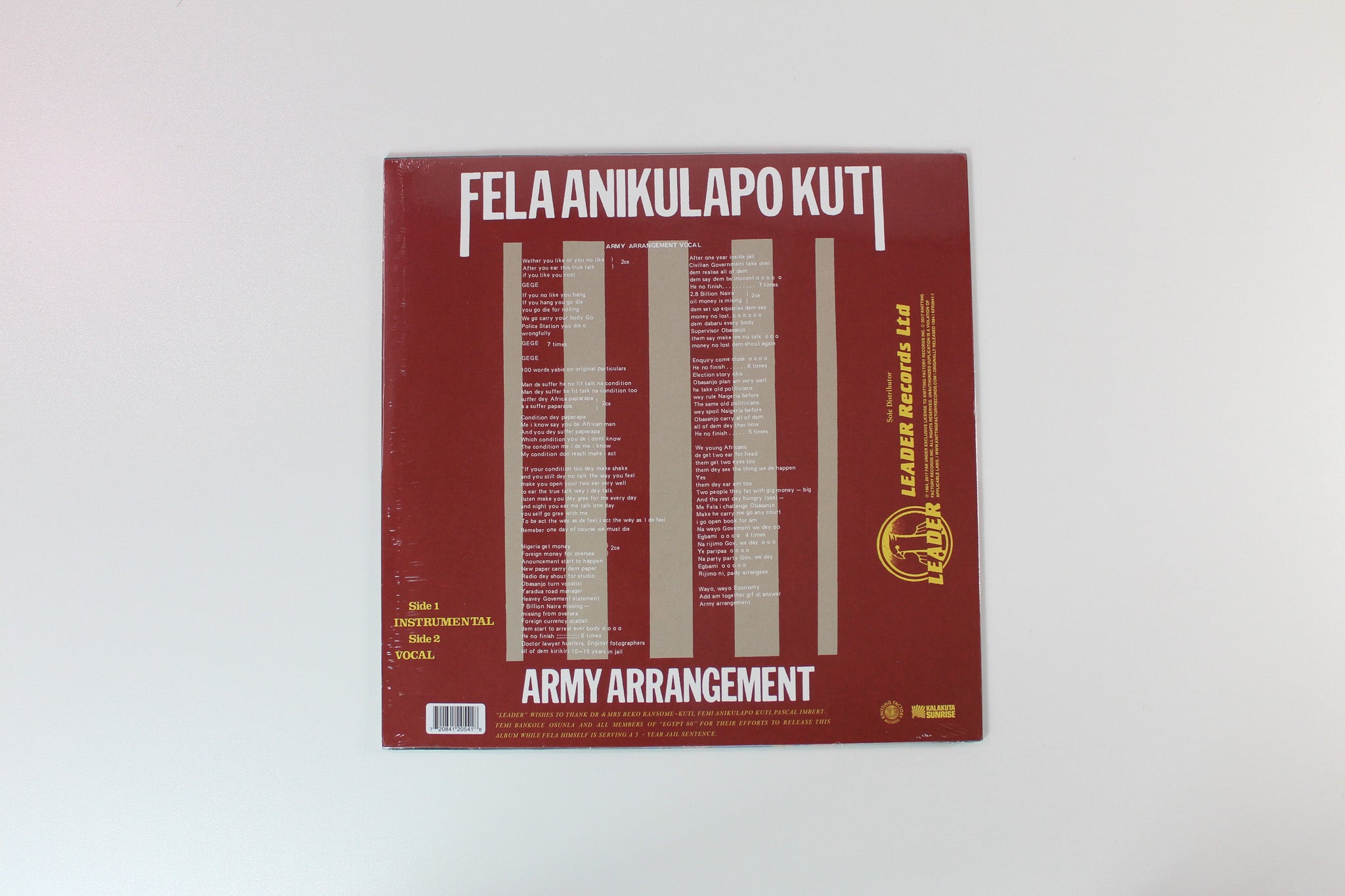 Fela Kuti - Army Arrangement on Kalakuta Records Reissue Sealed
