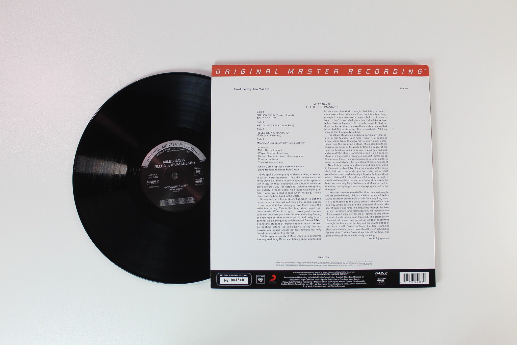 Miles Davis - Filles De Kilimanjaro on Mobile Fidelity Sound Lab Ltd Numbered 45 RPM Gain 2 Reissue