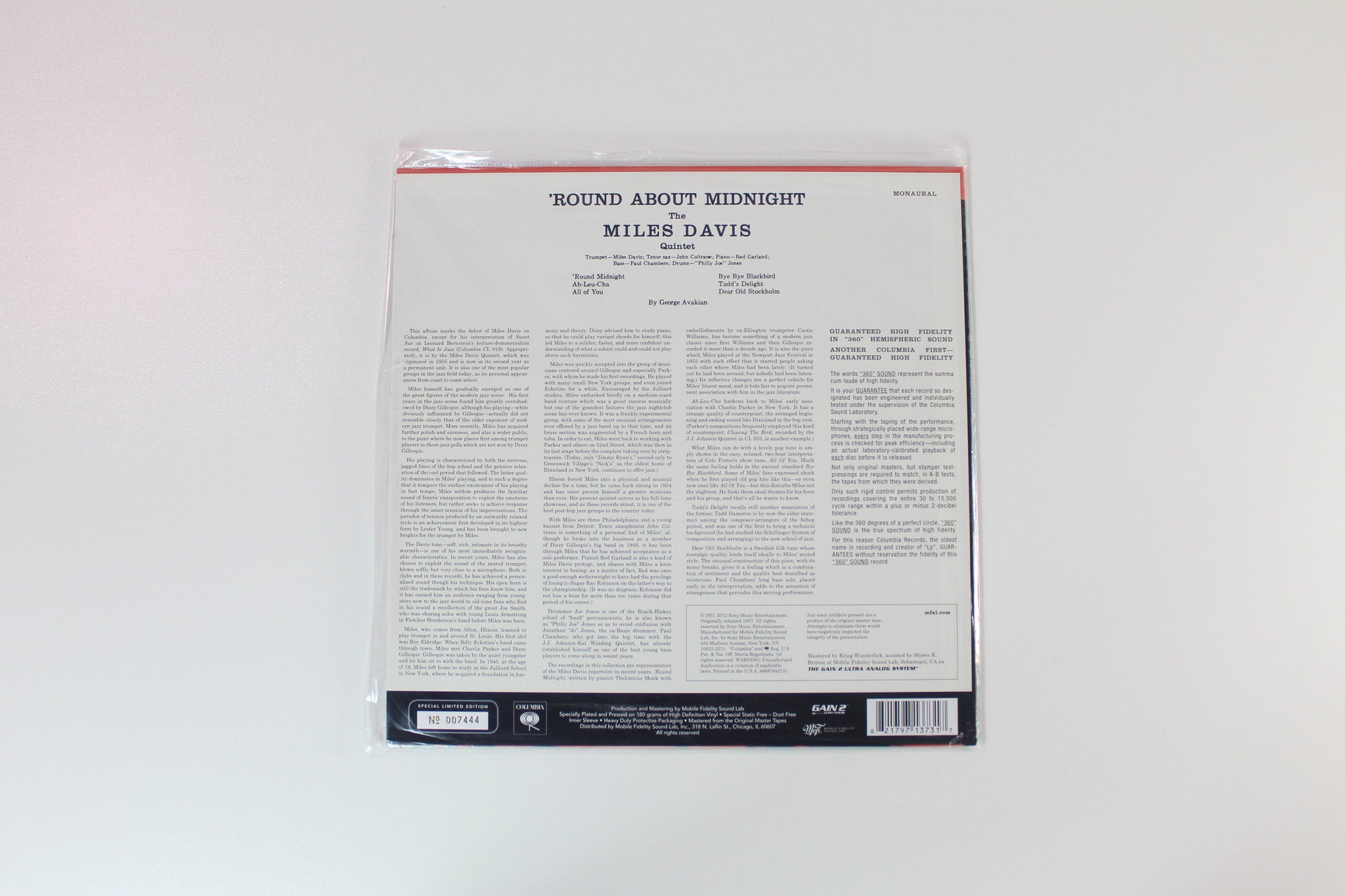 Miles Davis - 'Round About Midnight on Mobile Fidelity Sound Lab Ltd Numbered 180 Gram Reissue Sealed
