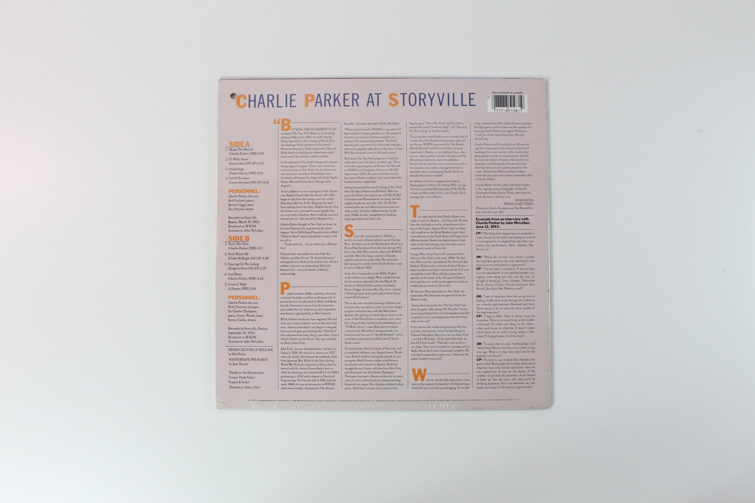 Charlie Parker - At Storyville on Blue Note Sealed