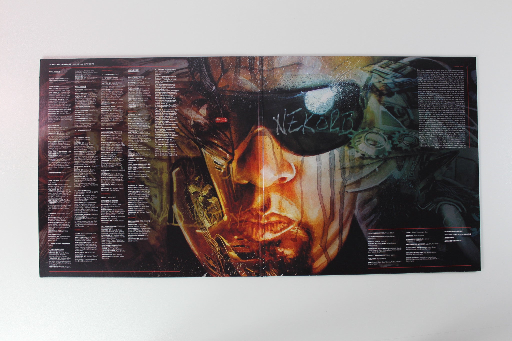 Tech N9ne - Special Effects Red Transparent w/ Black Splatter on Strange Music