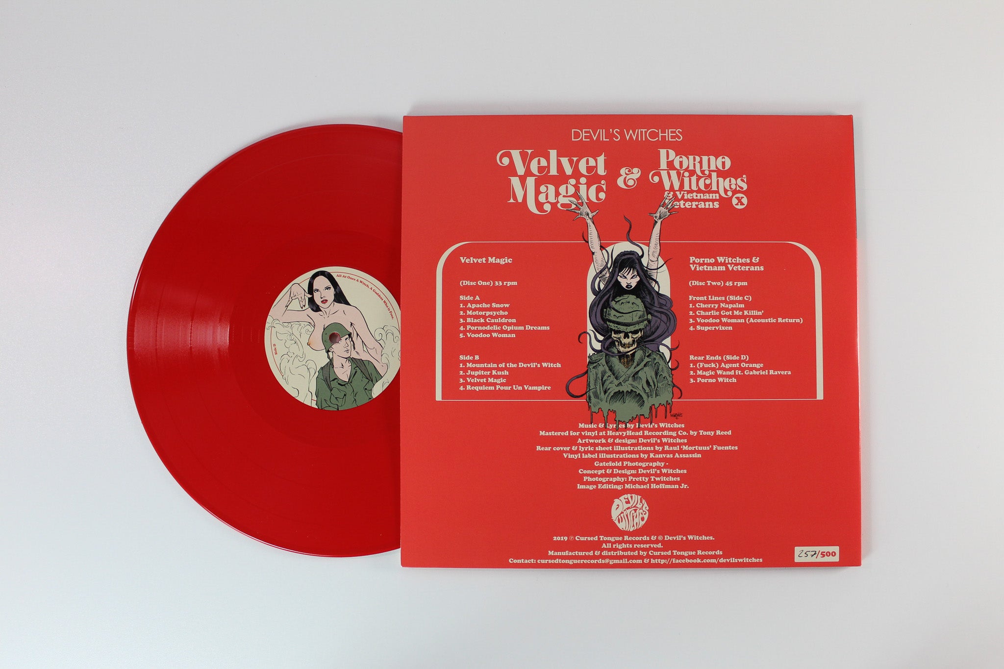 Devil's Witches - The Audio Erotic Collection on Cursed Tongue Ltd 45 RPM Red / White Vinyl