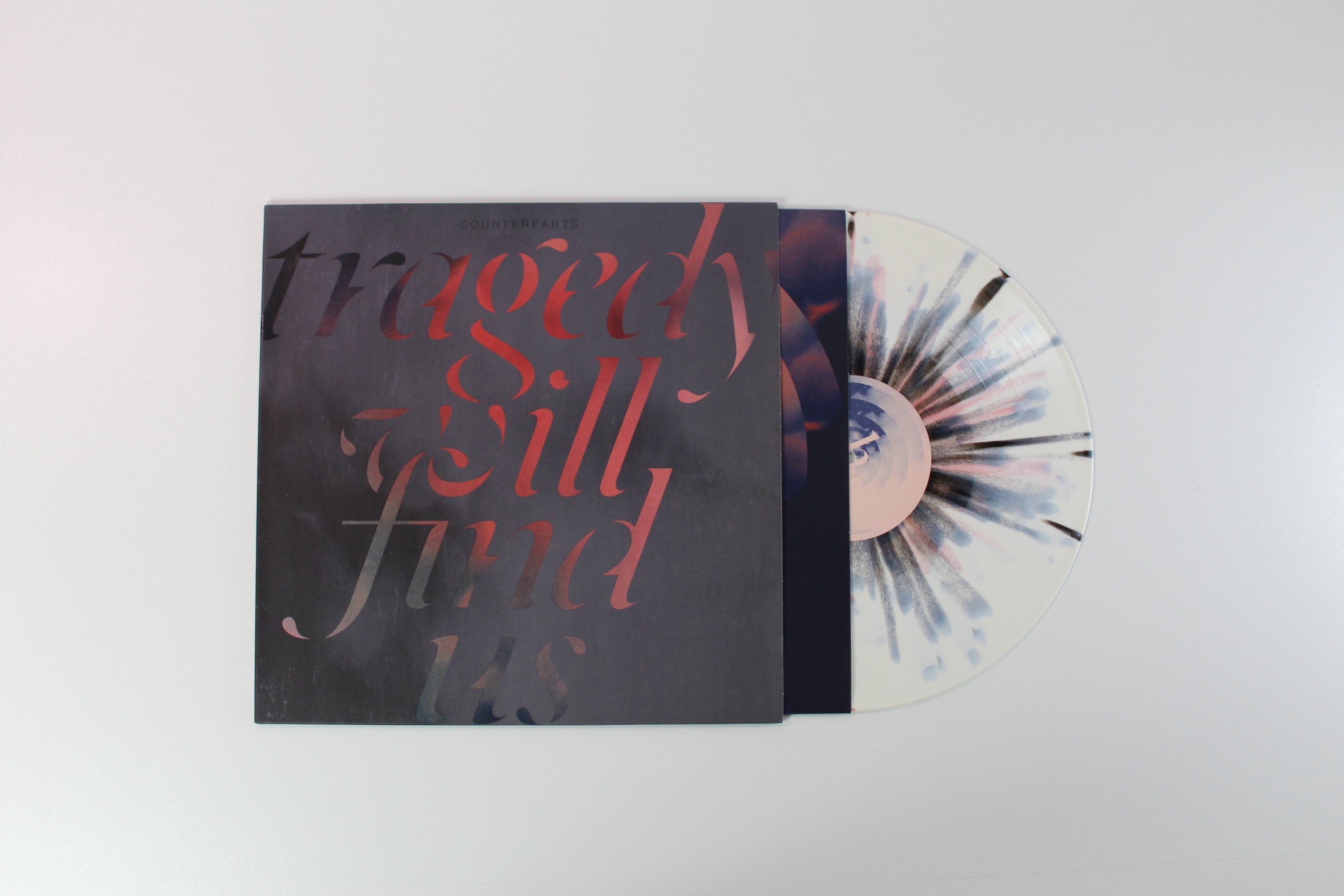 Counterparts - Tragedy Will Find Us on Pure Noise Ltd White w/ Oxblood & Black Splatter