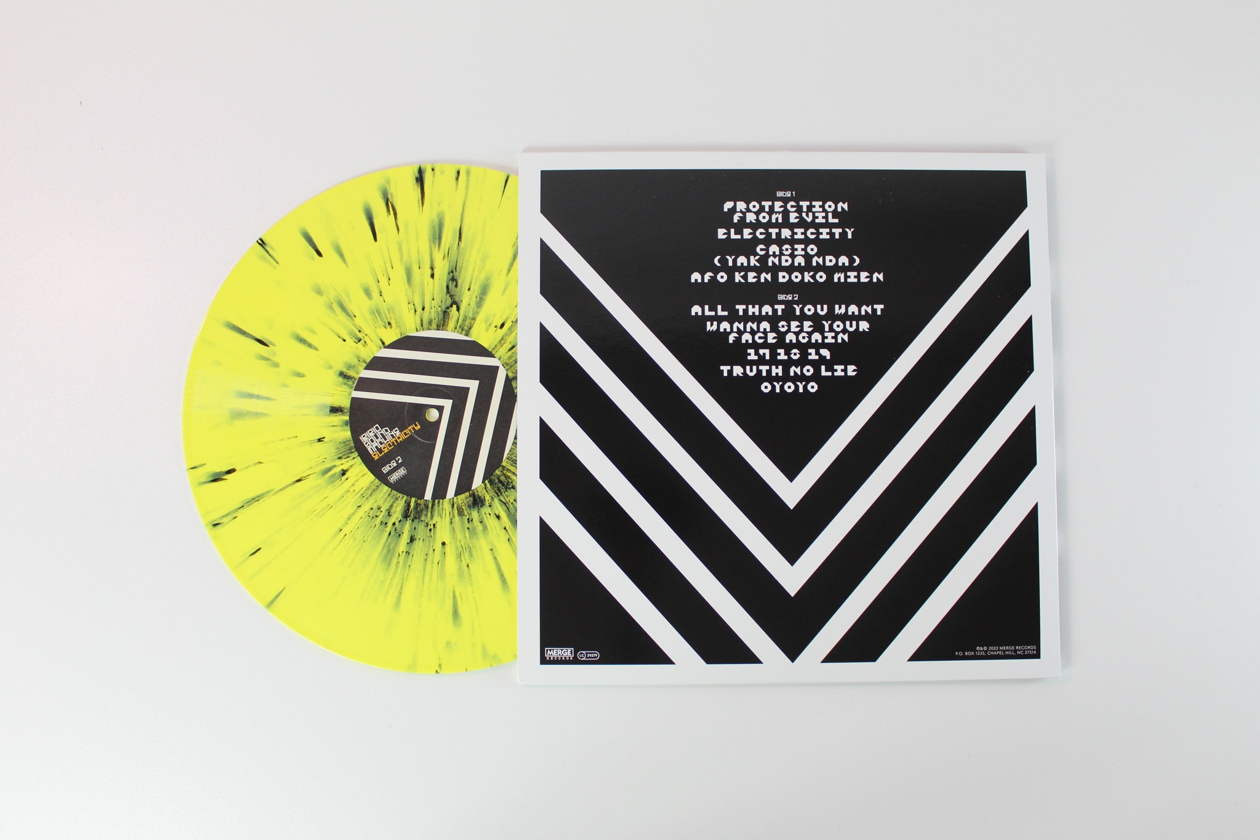 Ibibio Sound Machine - Electricity on Merge Ltd Yellow / Black Splatter Vinyl