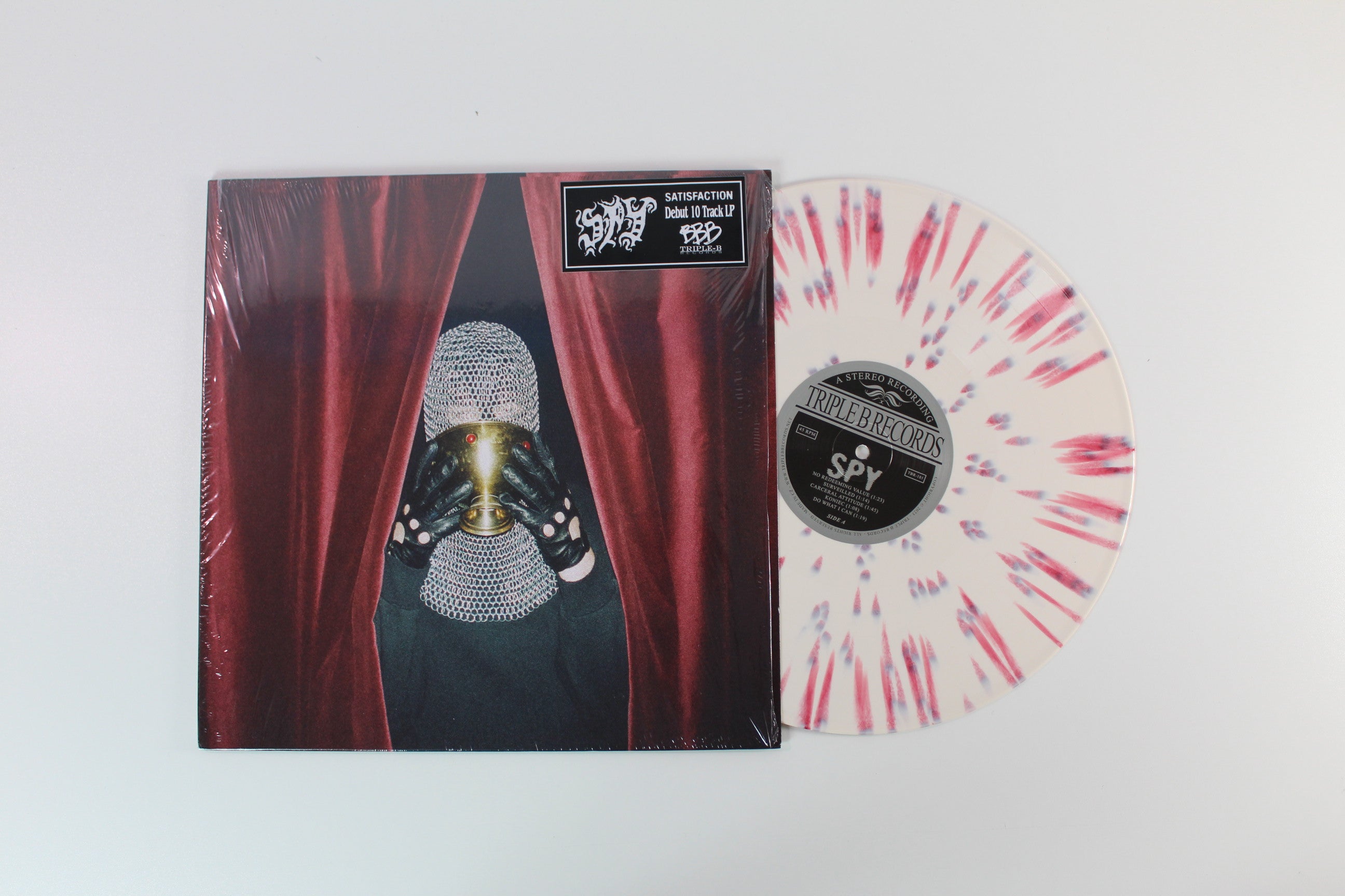 Spy - Satisfaction on Triple B 45 RPM Bone / Black Mix With Maroon Splatter