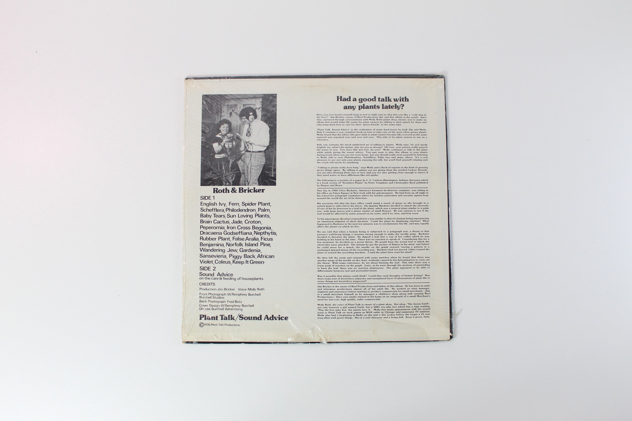 Roth & Bricker Molly Roth - Plant Talk/Sound Advice on Plant Talk Productions Sealed